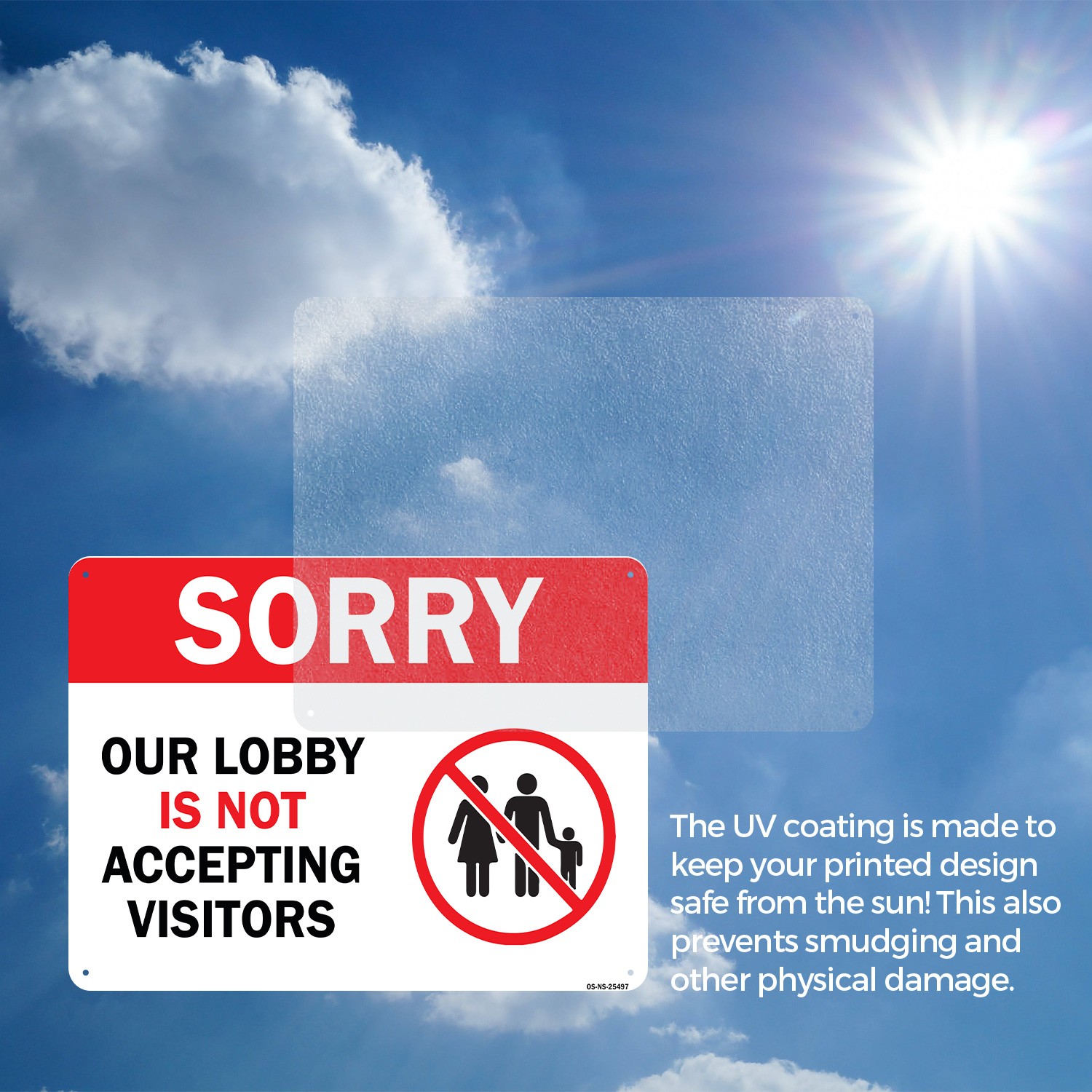 Sorry Our Lobby Is Not Accepting Visitors Public Safety Sign, Decal 5 or 10 Pack