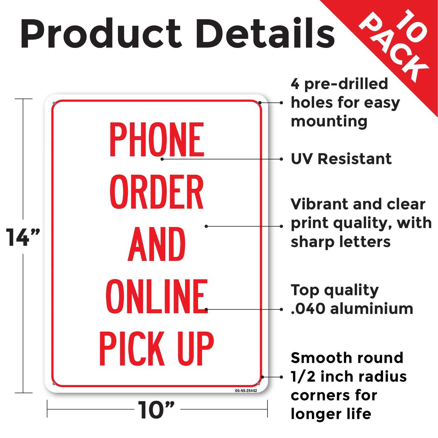 Phone Order And Online Pick Up Public Safety Sign Metal, Decal – 5 or 10 Pack