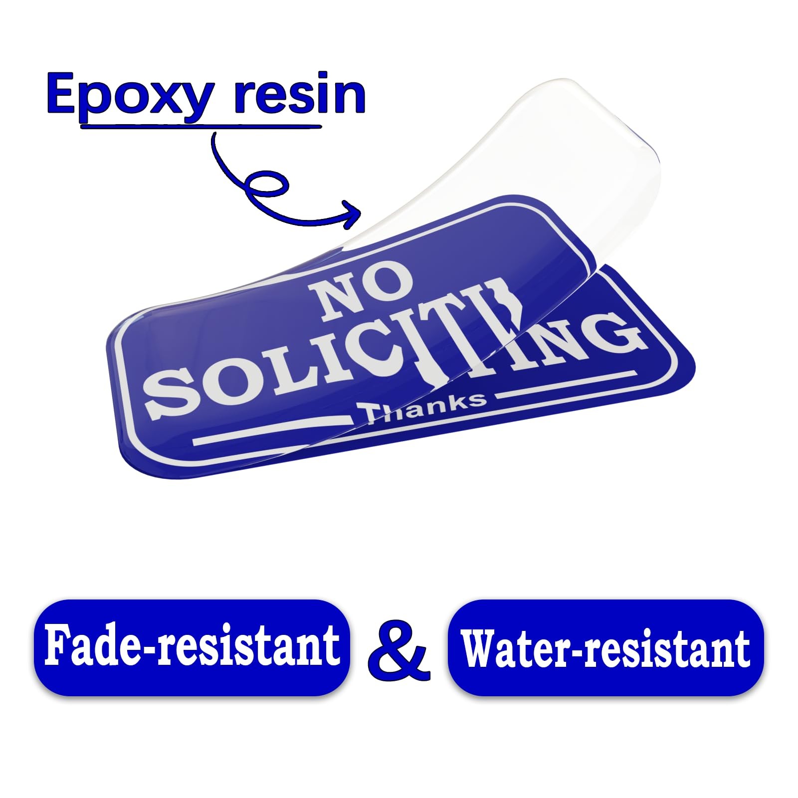 Small No Soliciting Signs for House, Front Door, Doorbell, Epoxy Stickers, 3D…