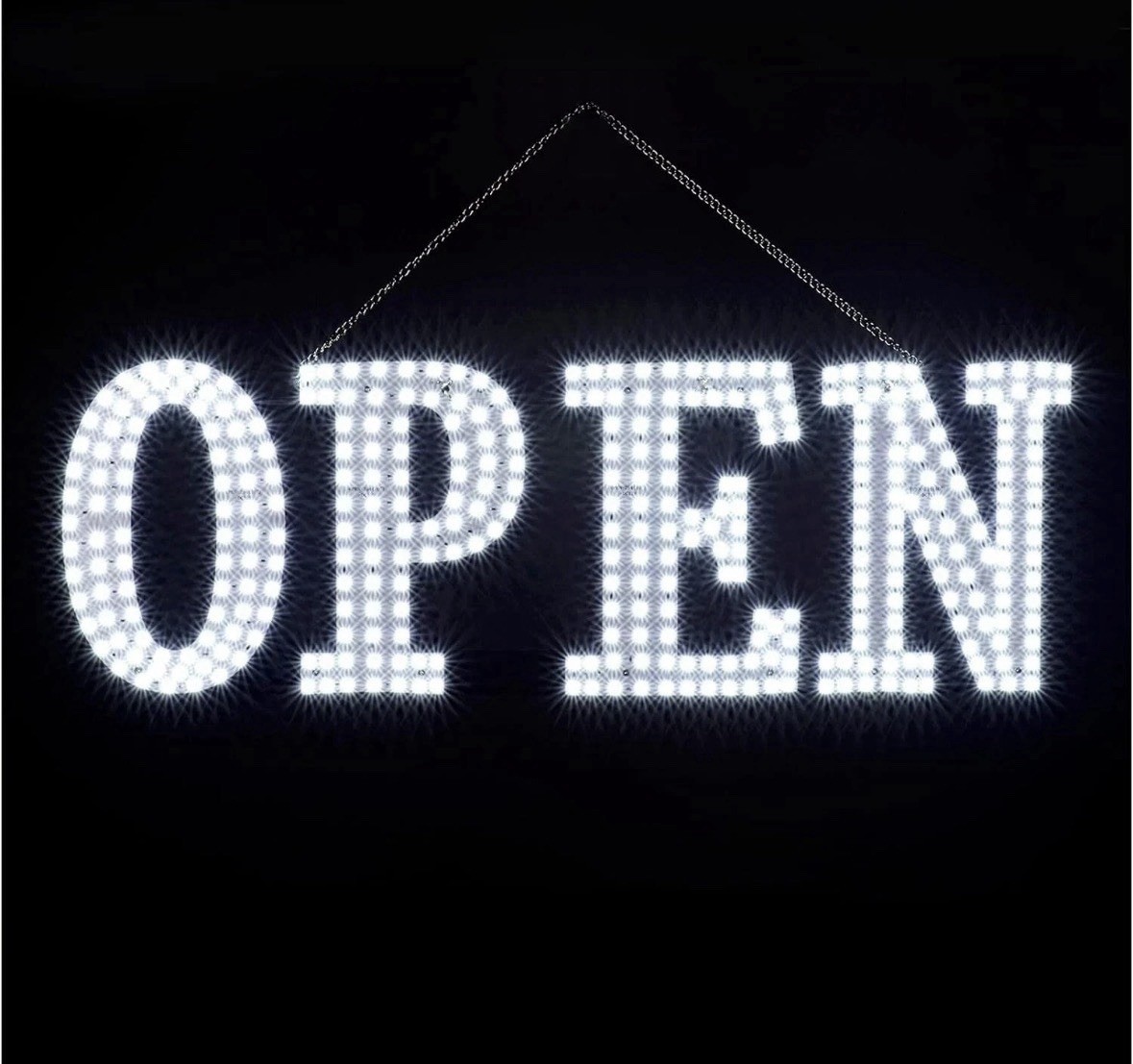 40&Prime;x14&Prime;Bright LargeLED Open Sign for Business withHanging Installation-white