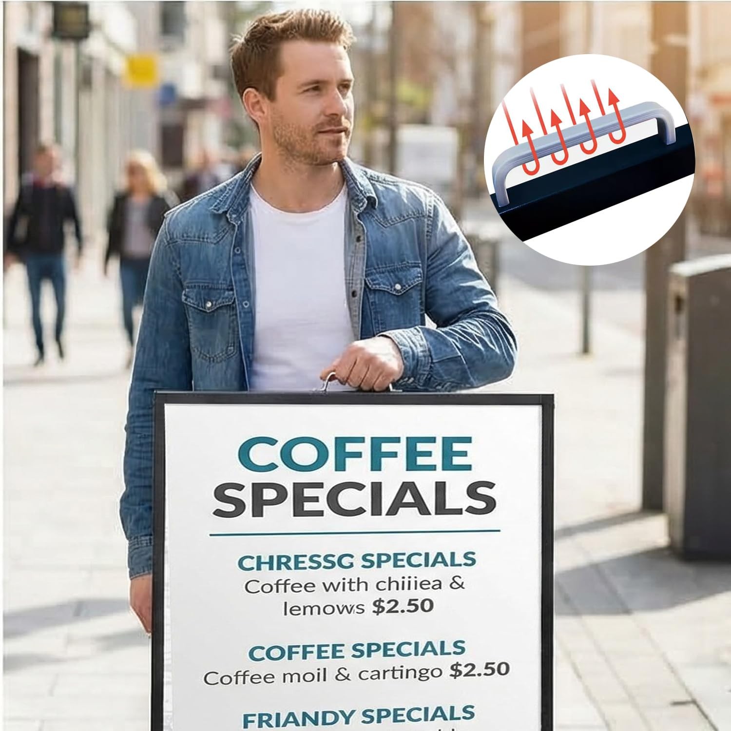 24 x 36 Inch A Frame Sign Double-Sided Folding Sandwich Board Heavy Duty Slid…
