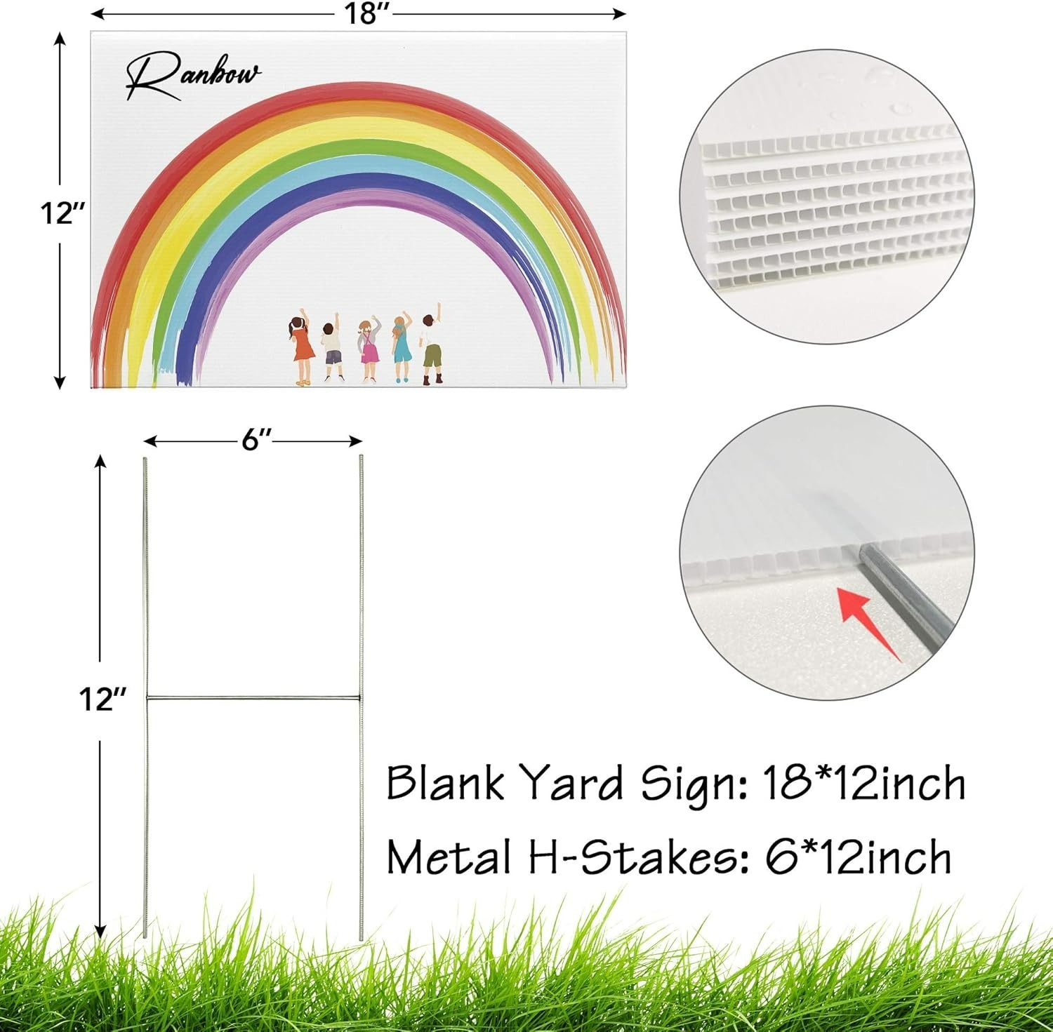 High-Quality 2 Pack Blank Lawn Signs with Stakes, Ideal for Custom Messages