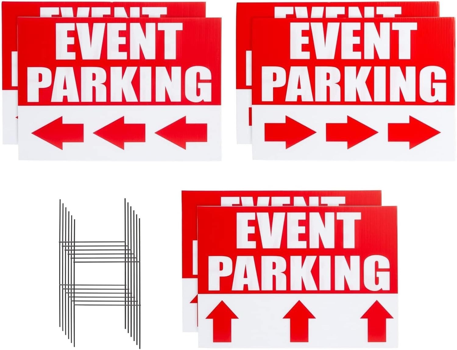Easy to Install Event Signage – 6-Pack of 12 x 17 Inch Parking Signs with Stakes
