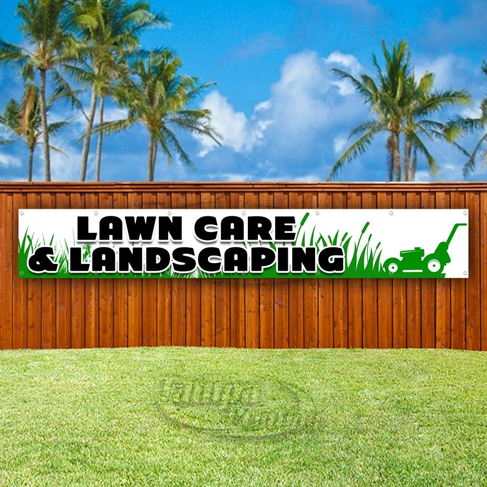 LAWN CARE & LANDSCAPING Advertising Vinyl Banner Flag Sign USA XL02217