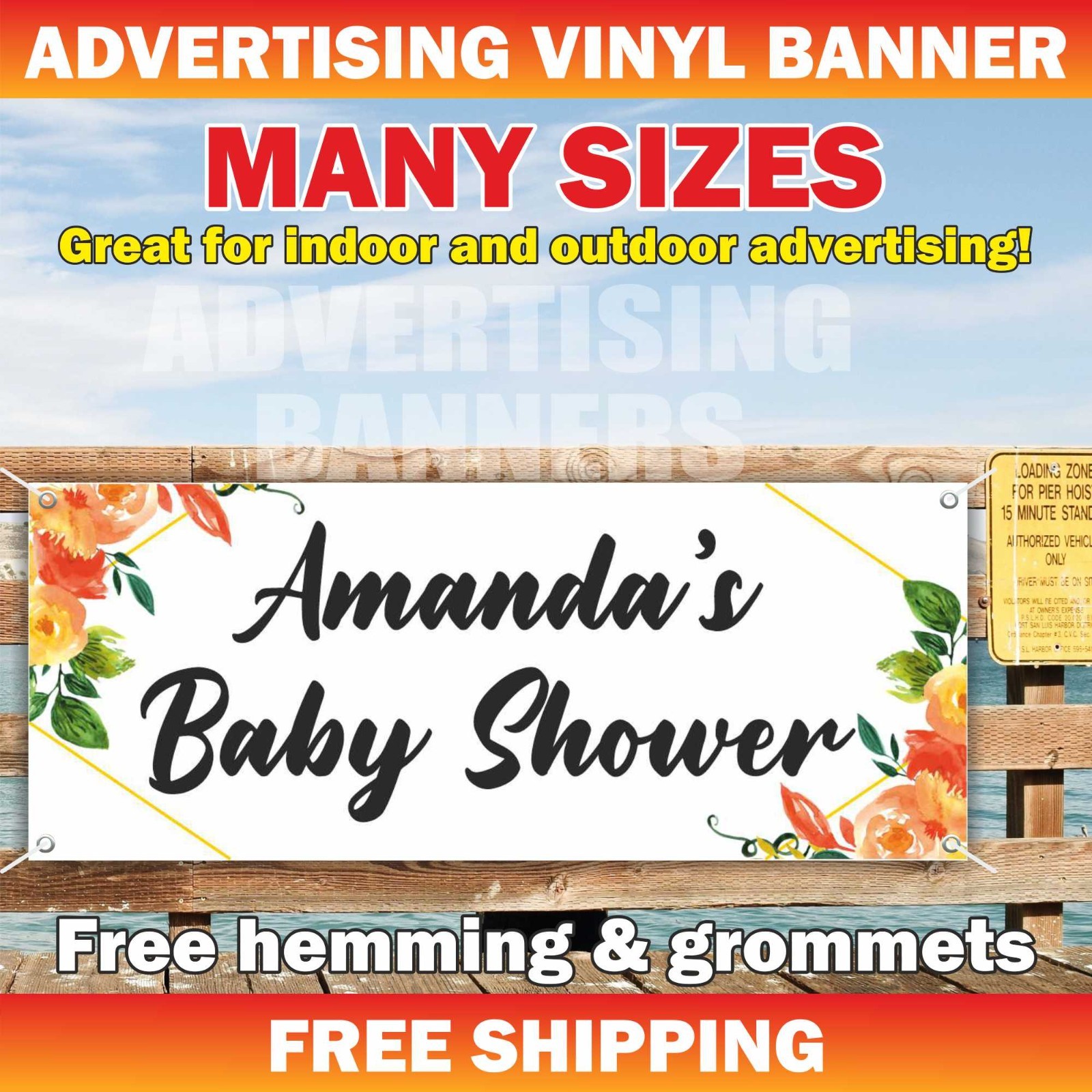 Baby Shower Celebrating Advertising Banner Vinyl Mesh Sign Custom Name Welcome