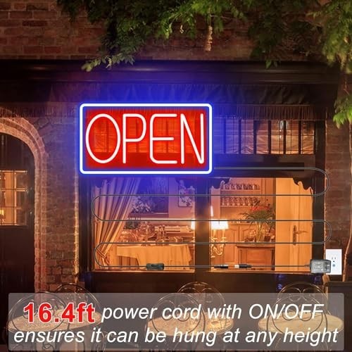 Bright LED Neon Open Sign for Business – Storefront Window Display, 32&Prime; Blue/Red
