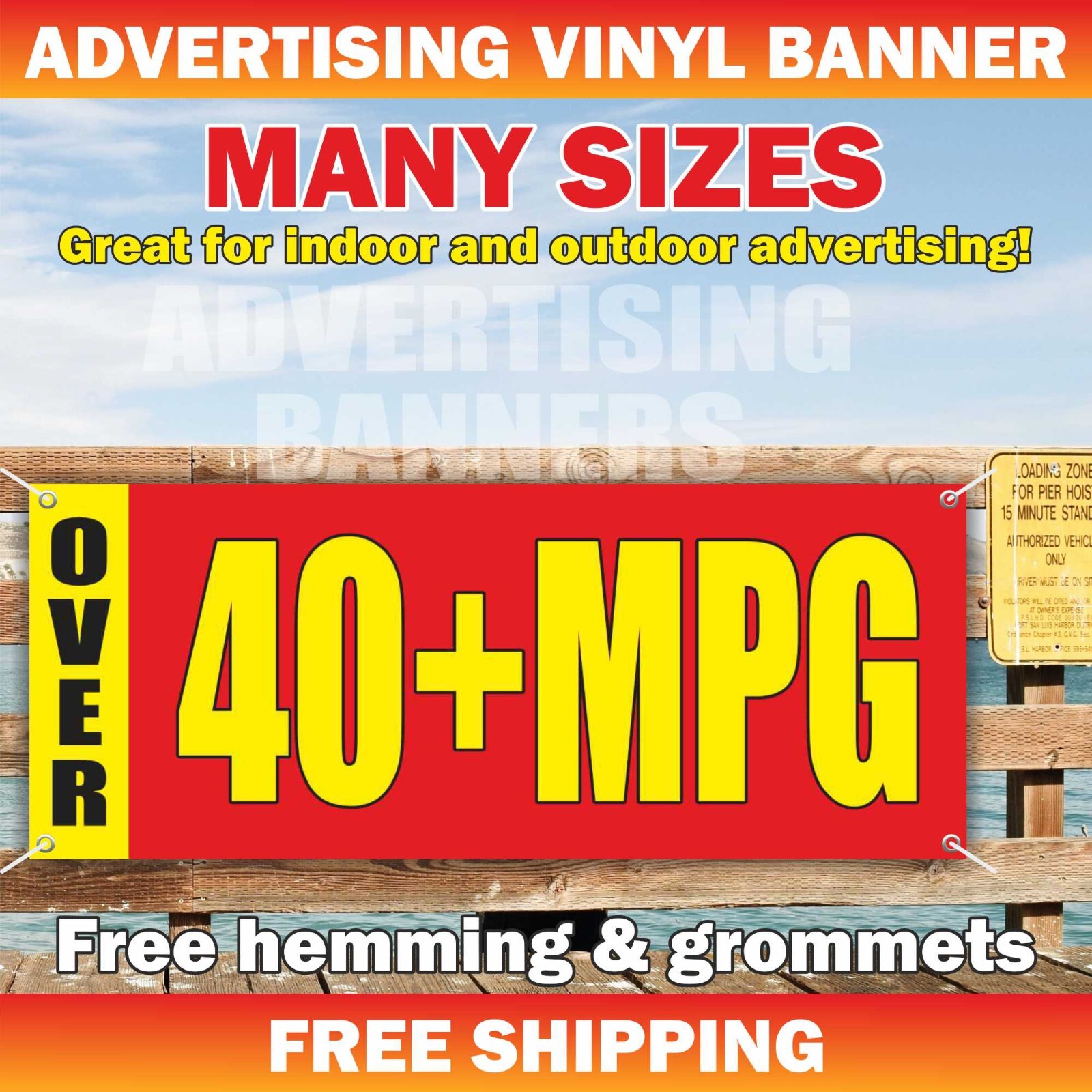 OVER 40+MPG Advertising Banner Vinyl Mesh Sign Flag