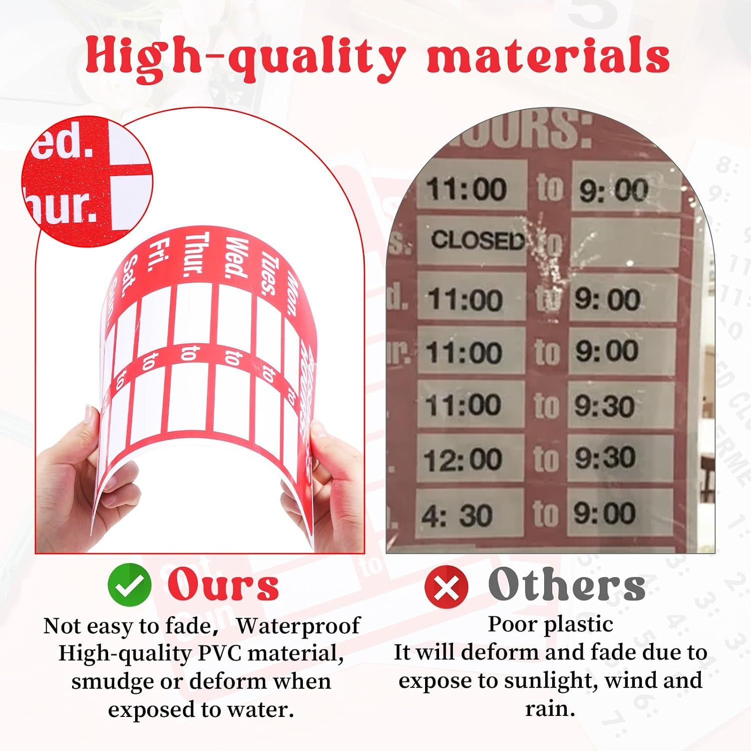 2 Set Business Hours Open Closed Sign Kit for Glass Door or Window, Ideal Hour o