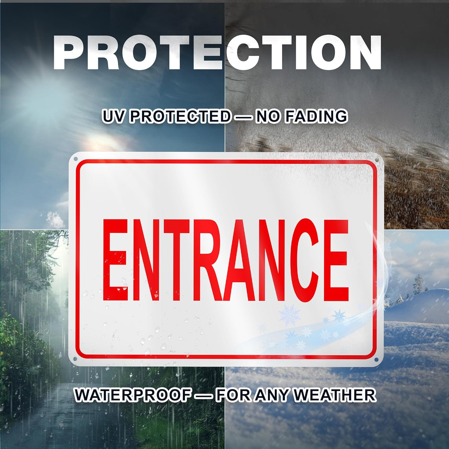 Reflective Entrance Sign, 8X12 Rust-Free Aluminum, Enter Here, Pre-Drilled | Wea