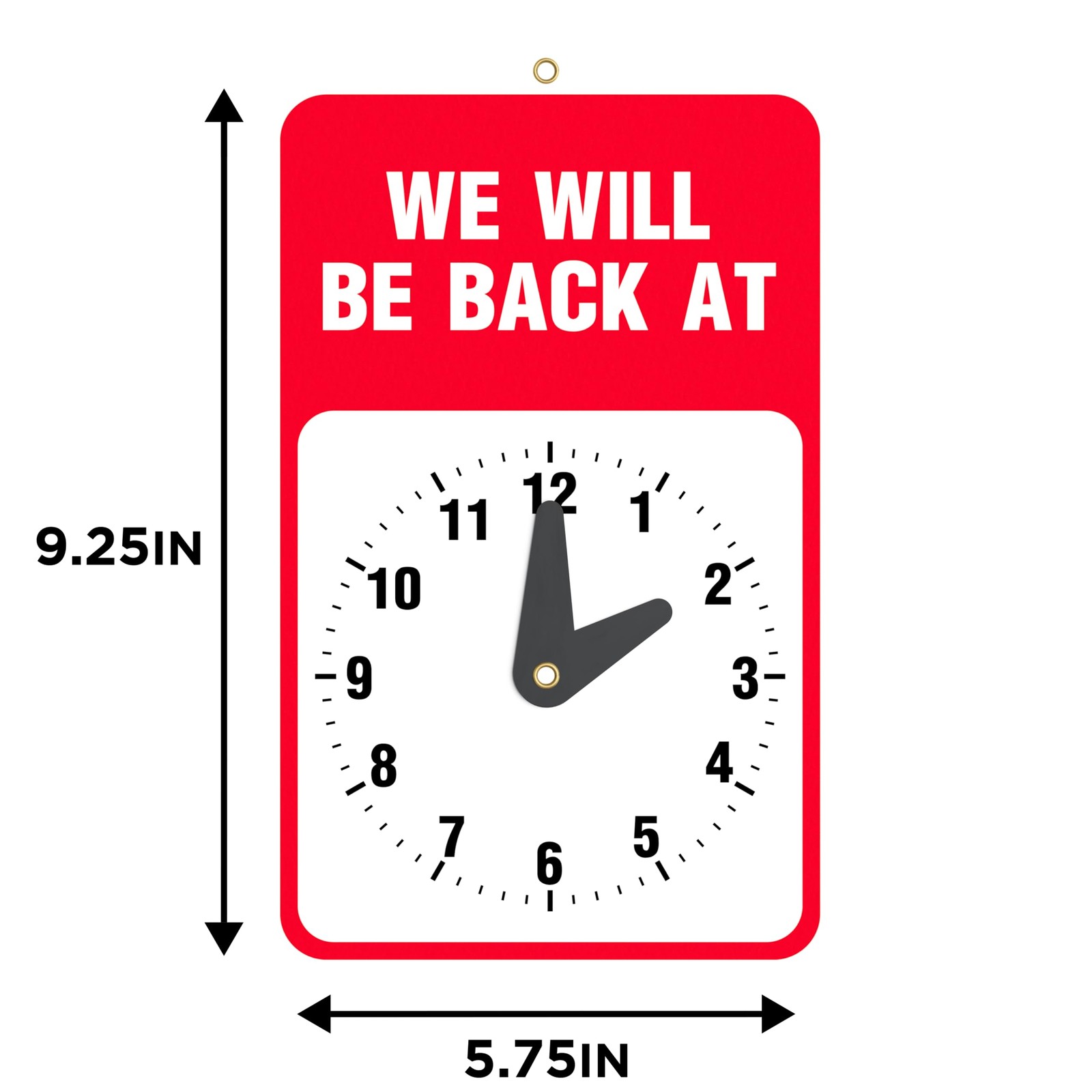 Will Return Sign With Clock – 2 Pack – 9.25 x 5.75 Inch – Bright Red and Whit…