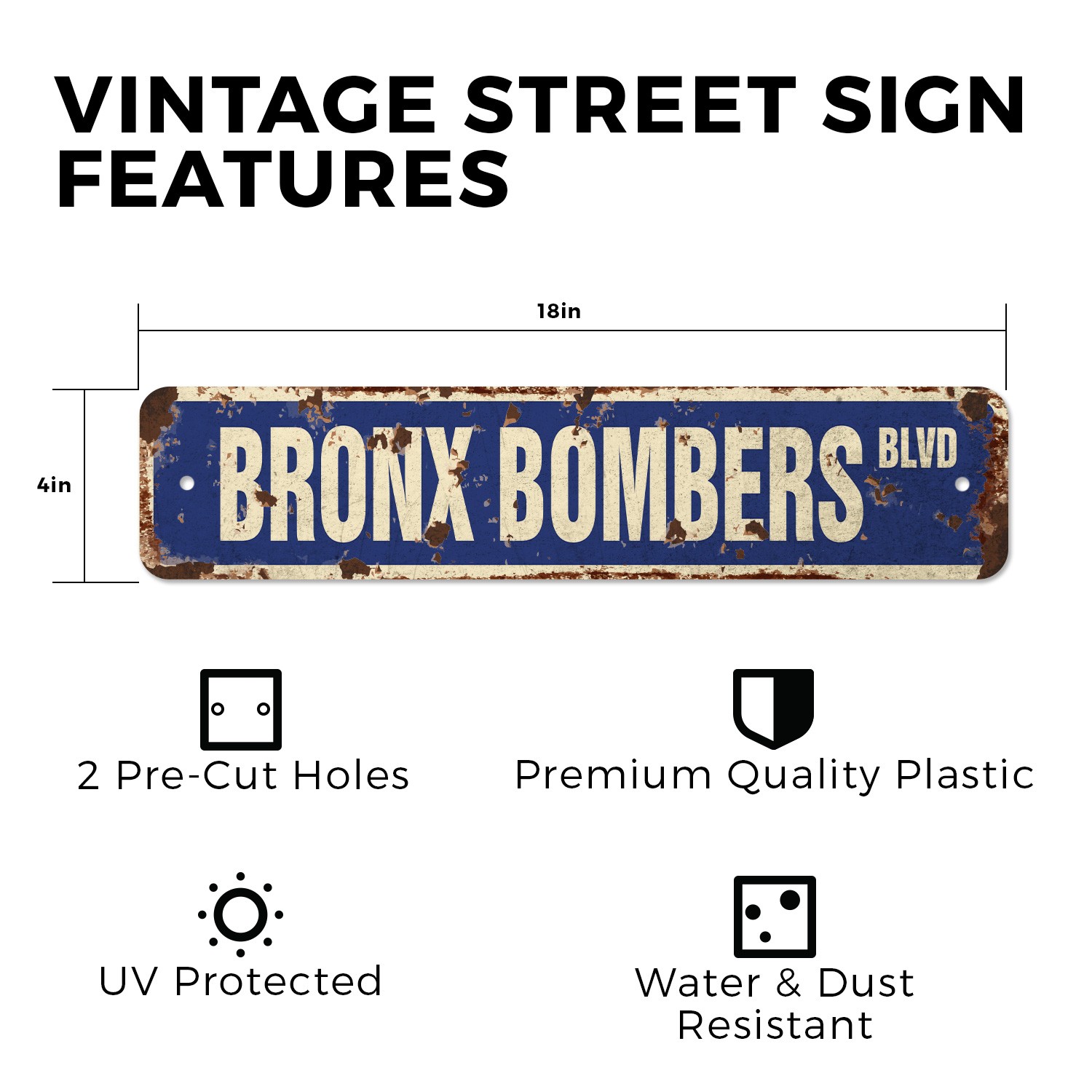 BRONX BOMBERS Vintage Style Street Sign Metal Road Sign new york baseball fan NY