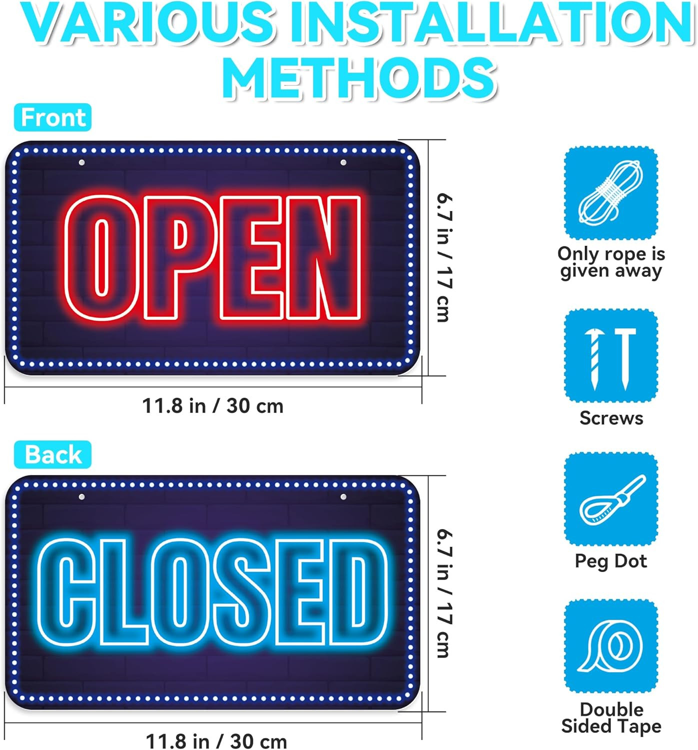Open Closed Signs for Business, 12×6.7 Waterproof Double Sided We Are Open or Cl