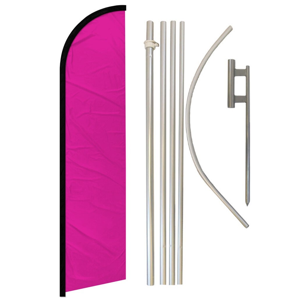 Solid Color Hot Pink Full Curve Windless Swooper Flag Pole Kit Pink Flag