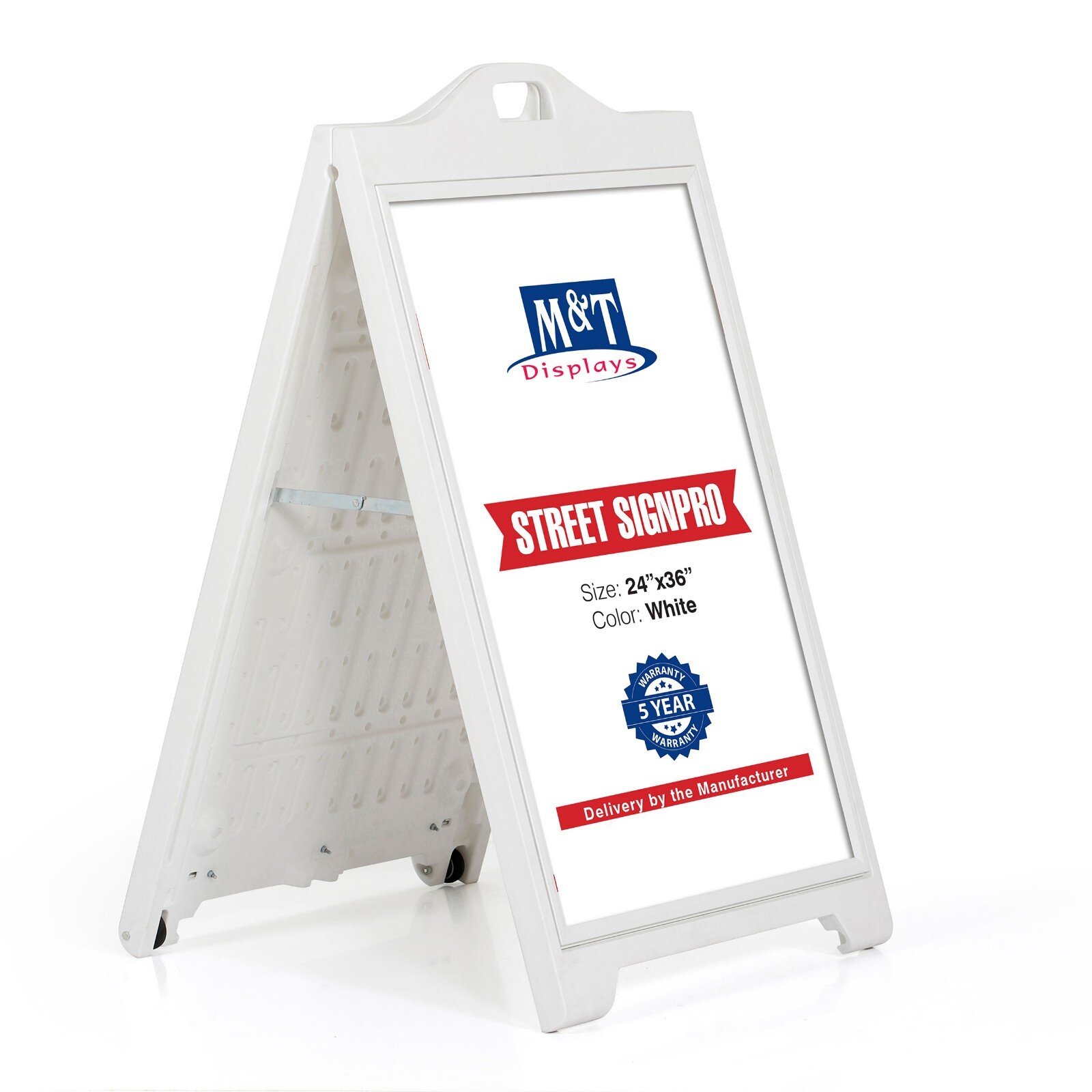 Sandwich Board A-Frame Sidewalk Sign Holder without Protective Cover 24×36 White