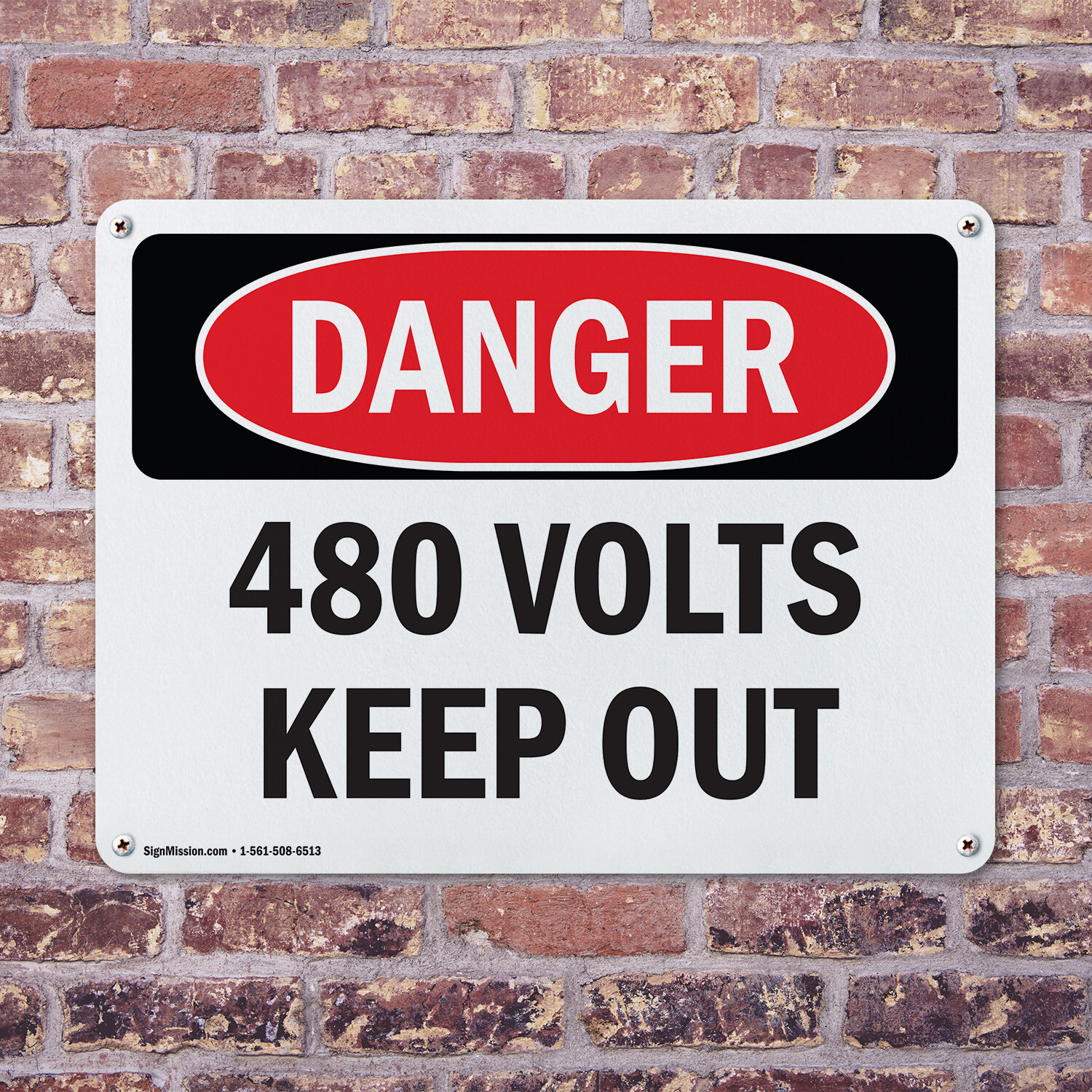 (2 Pack) 480 Volts Keep Out OSHA Danger Sign Decal Metal Plastic