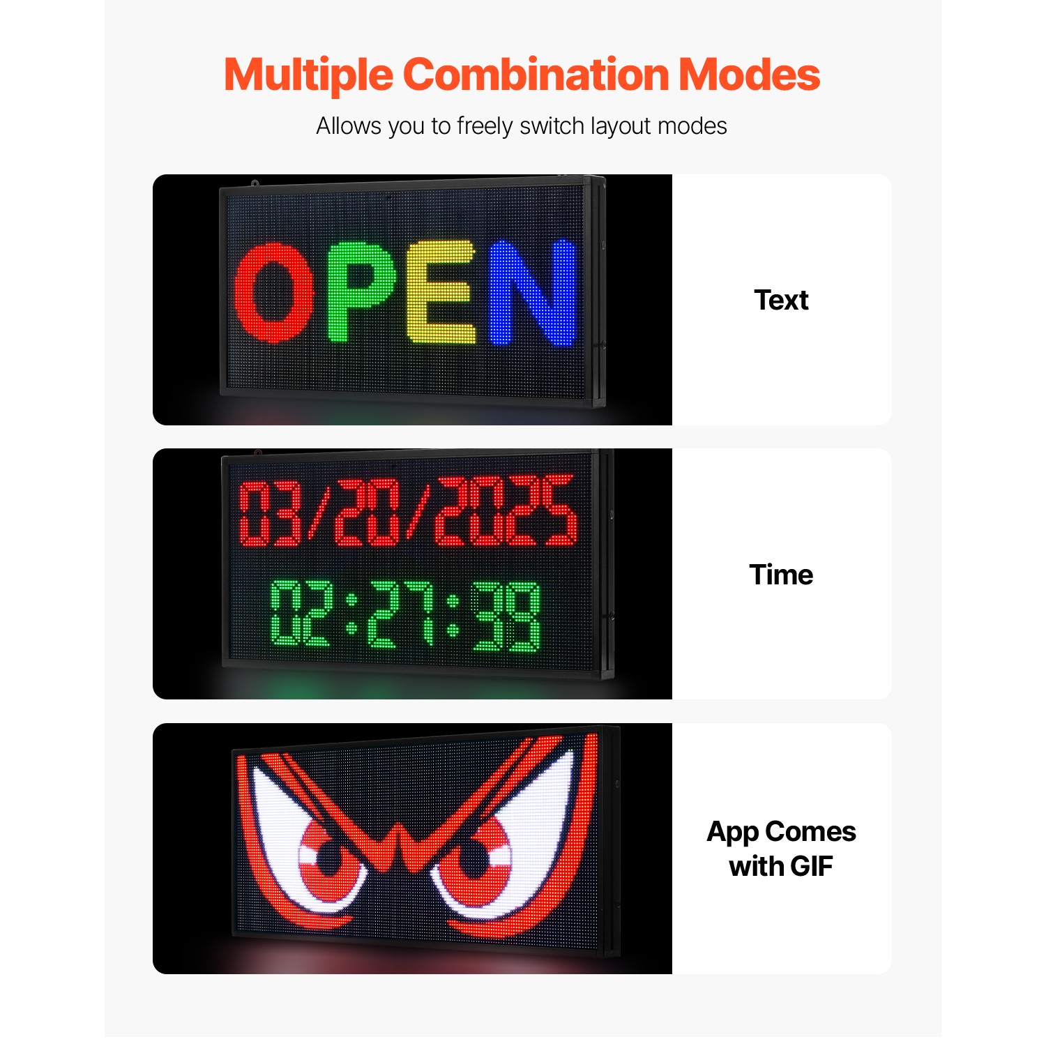 VEVOR 27&Prime;x14&Prime; Programmable LED Sign Scrolling Display Board P5 Full Color