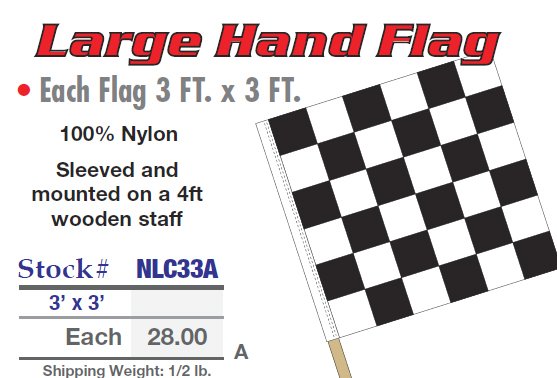 Checked Flag Black and White 4 foot wooden pole Heavy Duty Nylon Racing Track