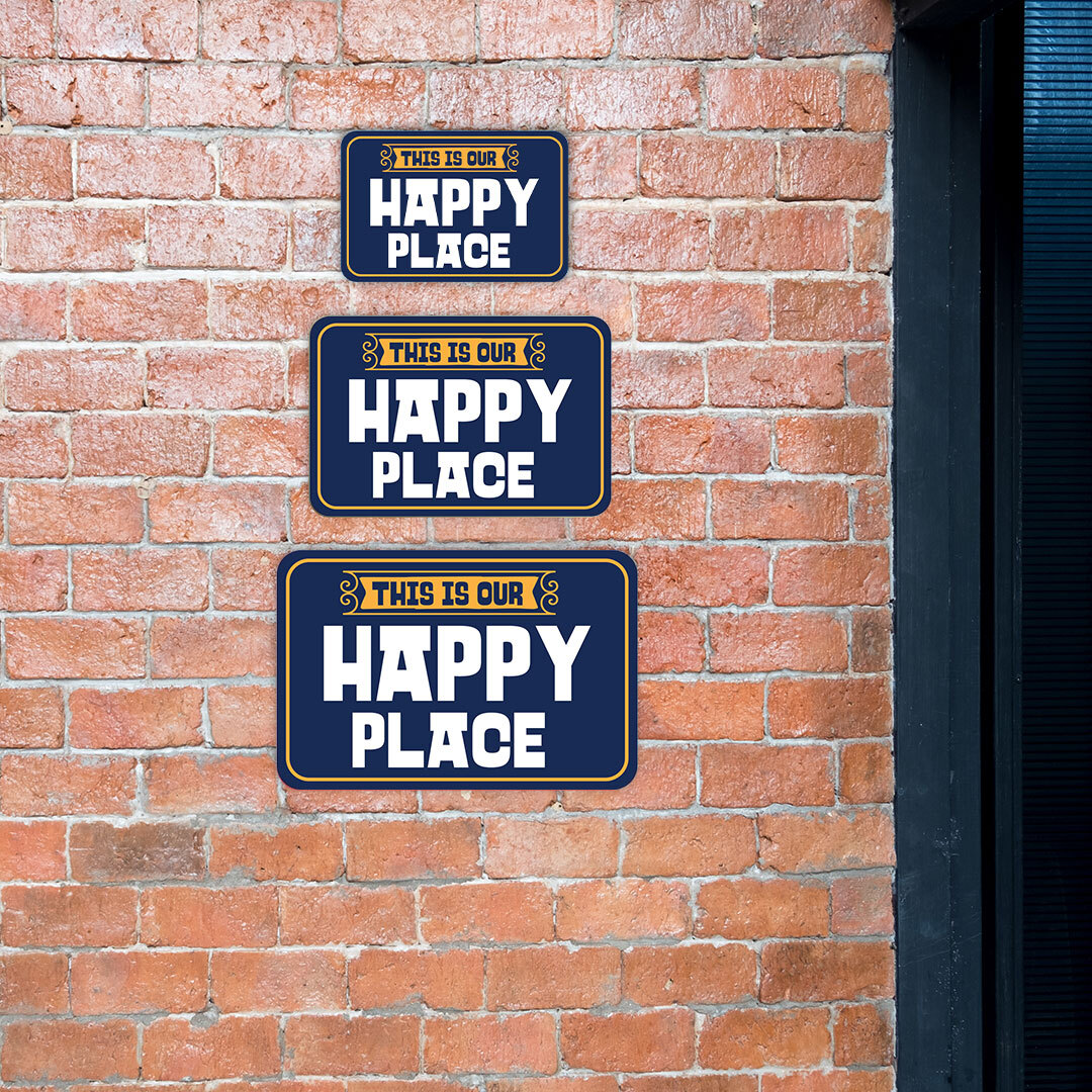 Classic Framed Plus This Is Our Happy Place Wall or Door Sign | Funny Home Decor