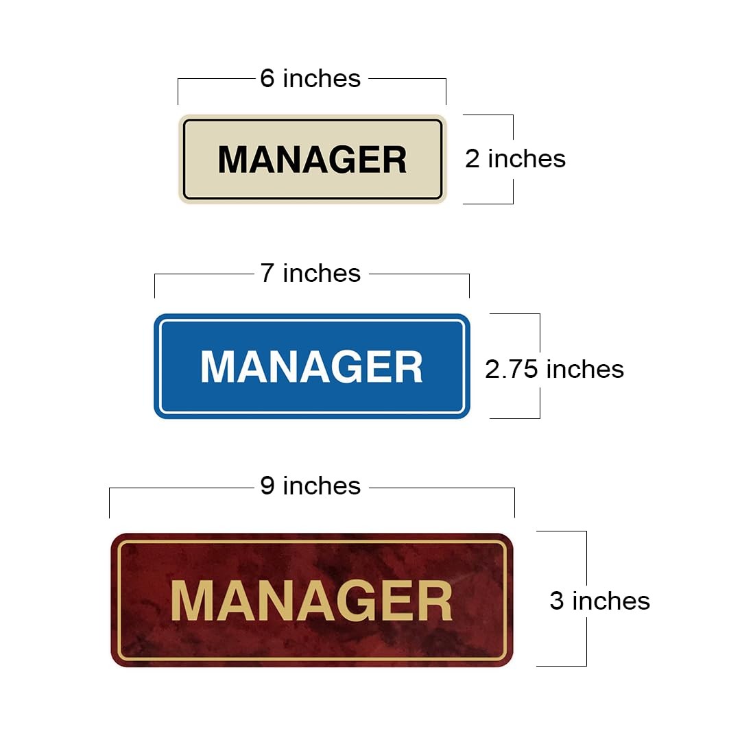 Standard Manager Door Wall Sign White Large Office Workplace Identification