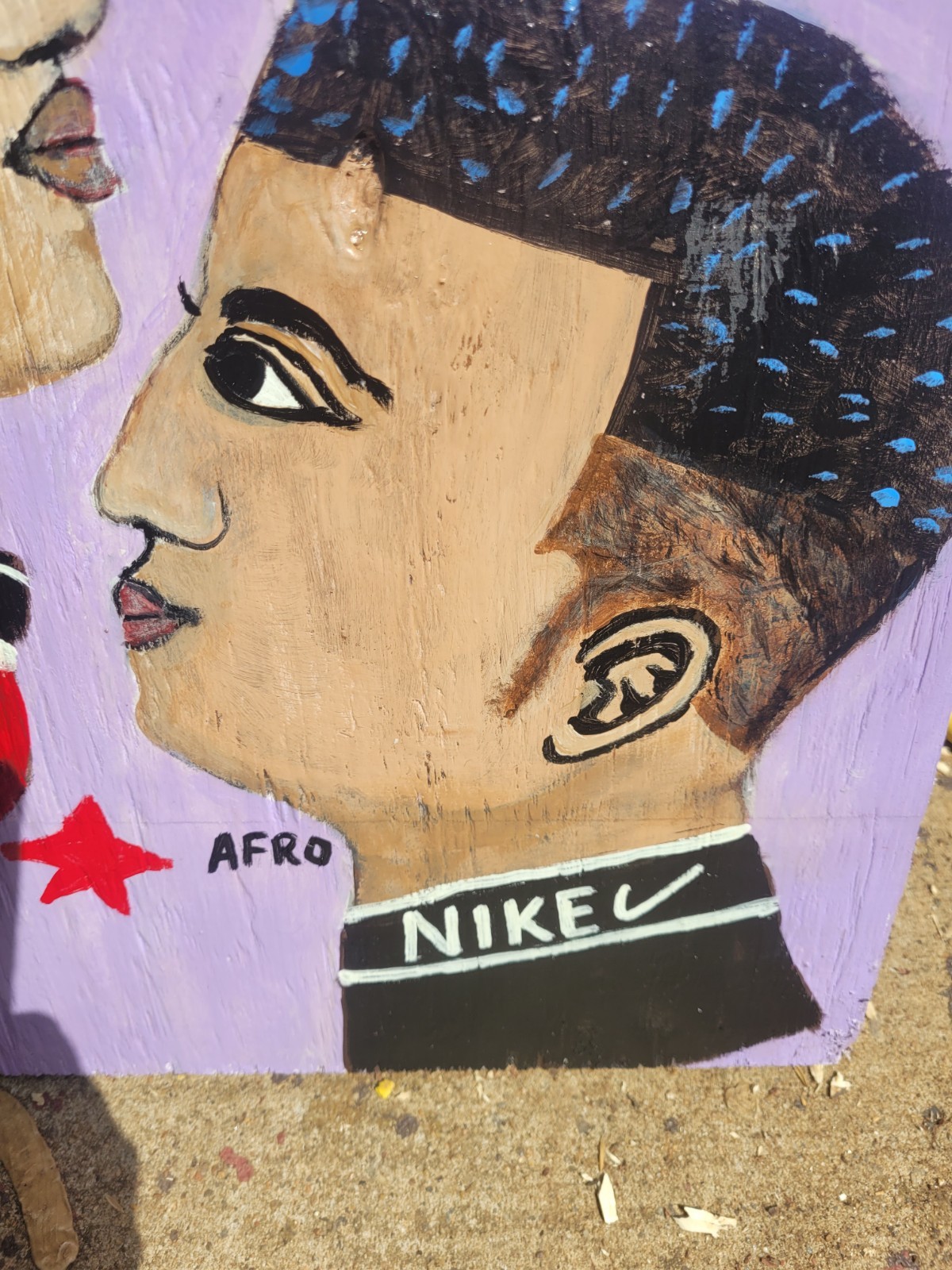 Barber Shop African Haircut Sign Advertising Painting On Wood Display Big 24×21