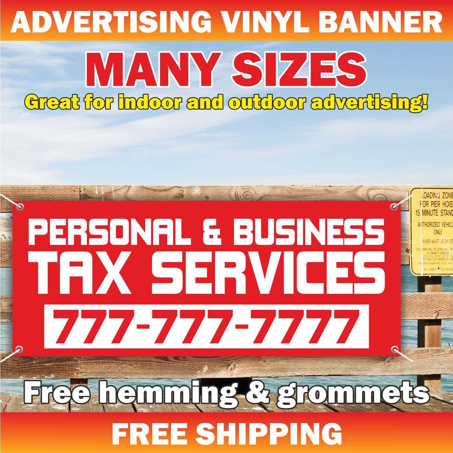 PERSONAL BUSINESS TAX SERVICES Advertising Banner Vinyl Sign Refund Impuestos