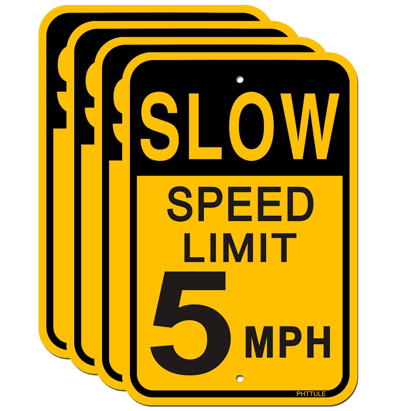 4 Pack Slow Down Speed Limit 5 MPH Sign 18×12 Inch Reflective Aluminum Alert
