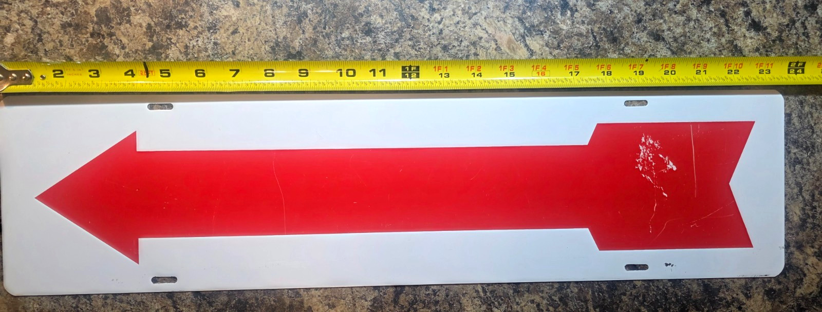 Arrow Aluminum Metal Sign Red & White 6&Prime;X24&Prime; 2 Sided