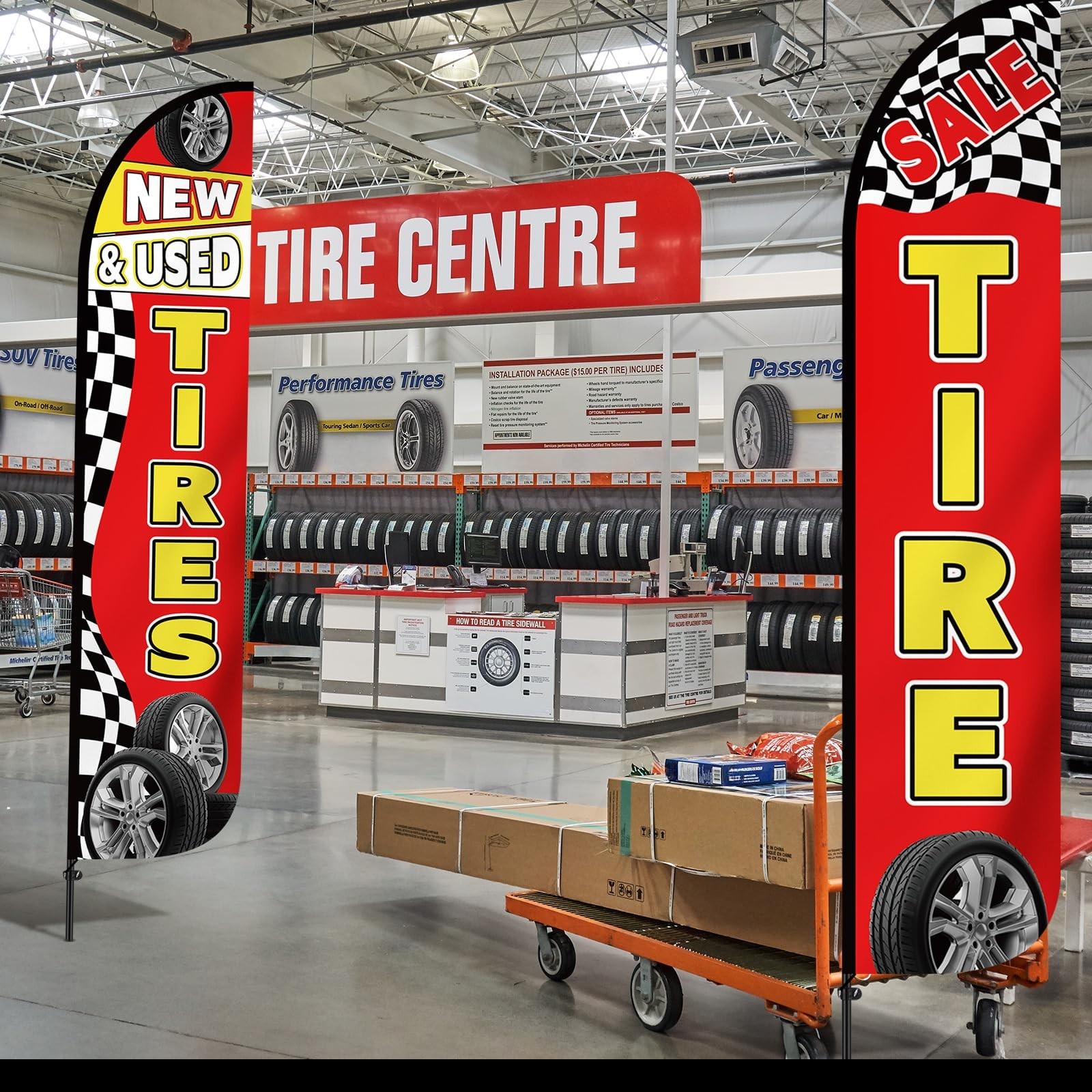 HunnmingRe 2 Pack 12 Feet Tire Sale King Flags New and Use Tires Shop Feather…