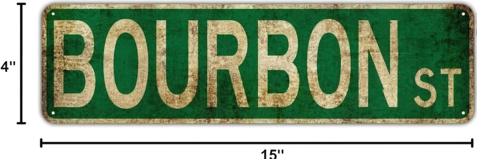 Vintage Bourbon Street Metal Sign 4X15 Inch | Rust-Free Aluminum New Orleans Wal