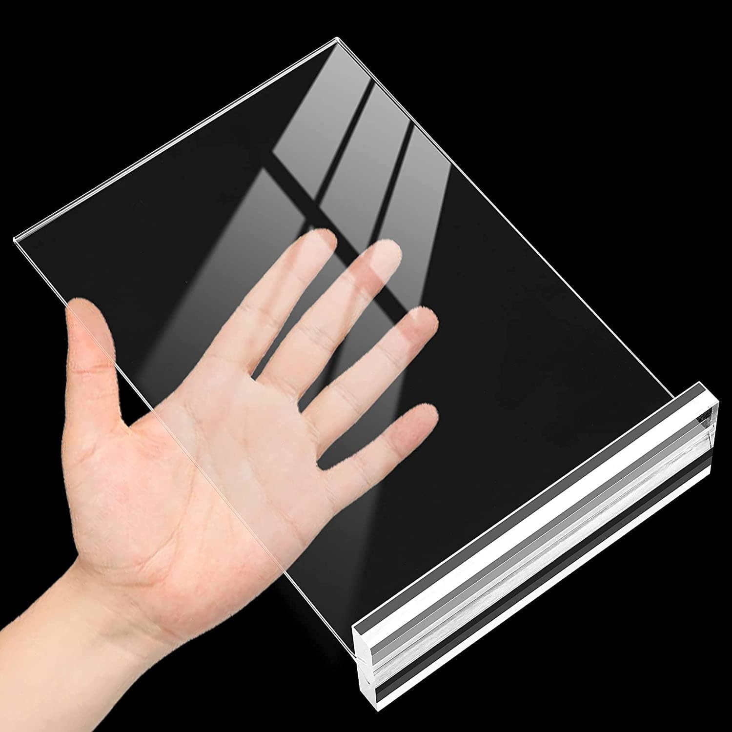 KOOLDE Acrylic Sign Holder 4×6 Inches 3 Pack T Shape Desktop 4 x 6, 3 pack
