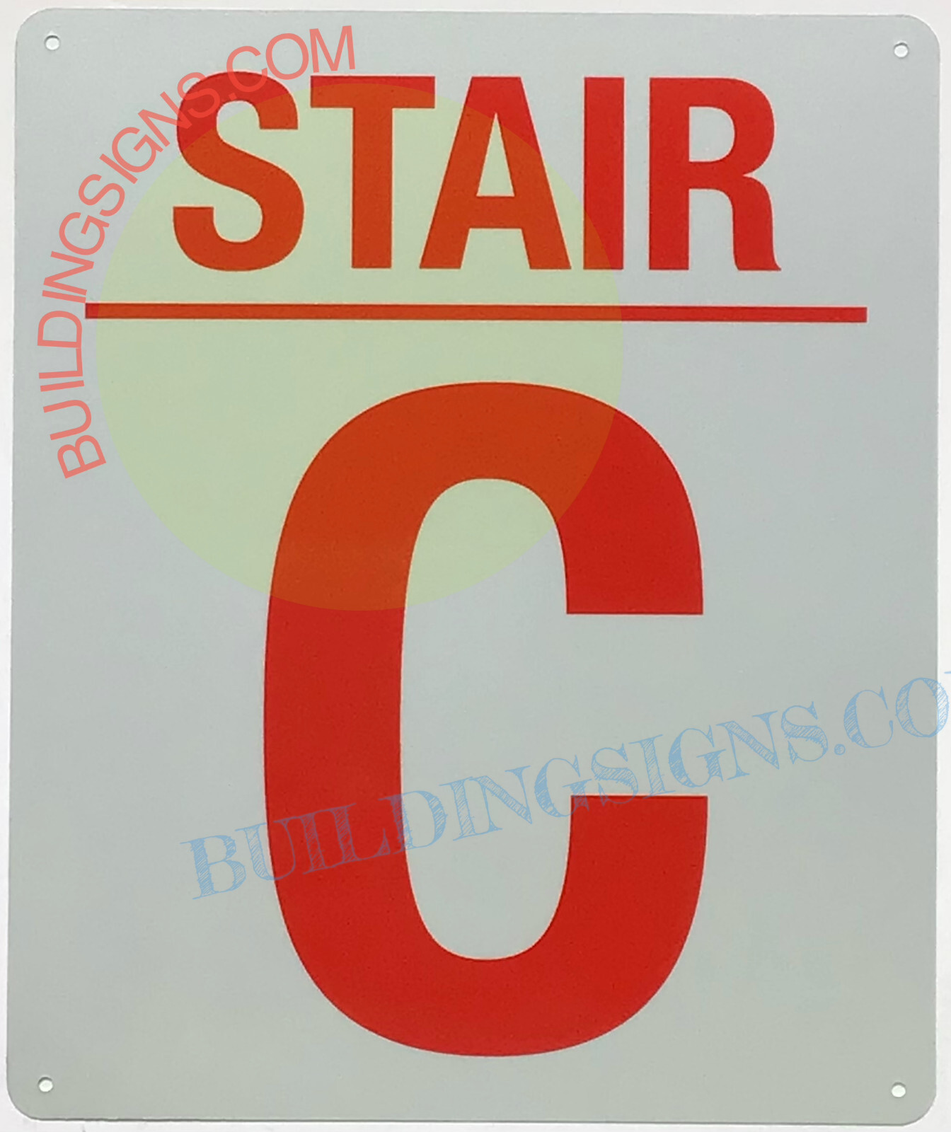 STAIR C SIGN (10×12, White, Aluminum)-REF24-1027