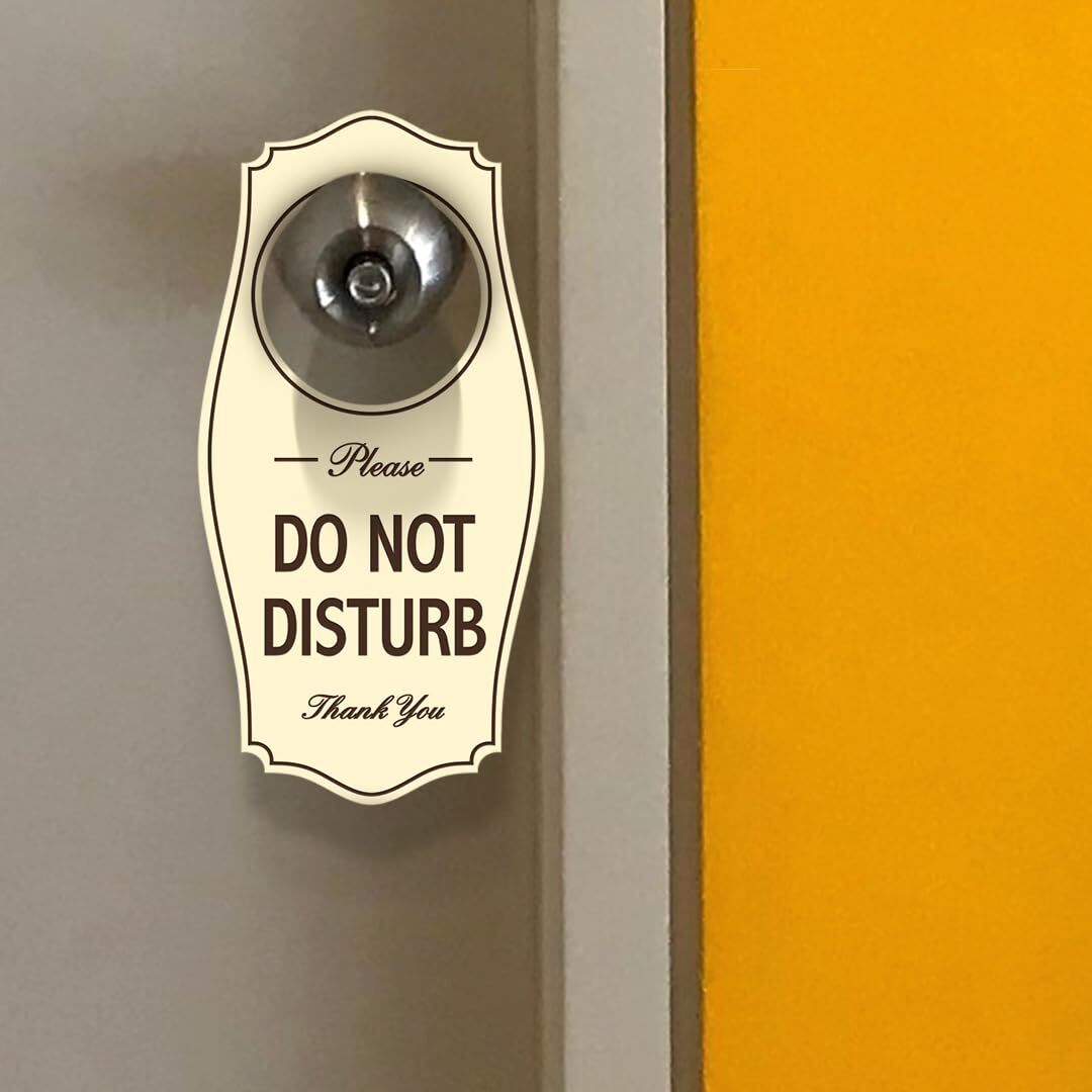 Do Not Disturb Door Hanger 4×8 Inch Black Gold Sign Privacy Notice 1 Pack