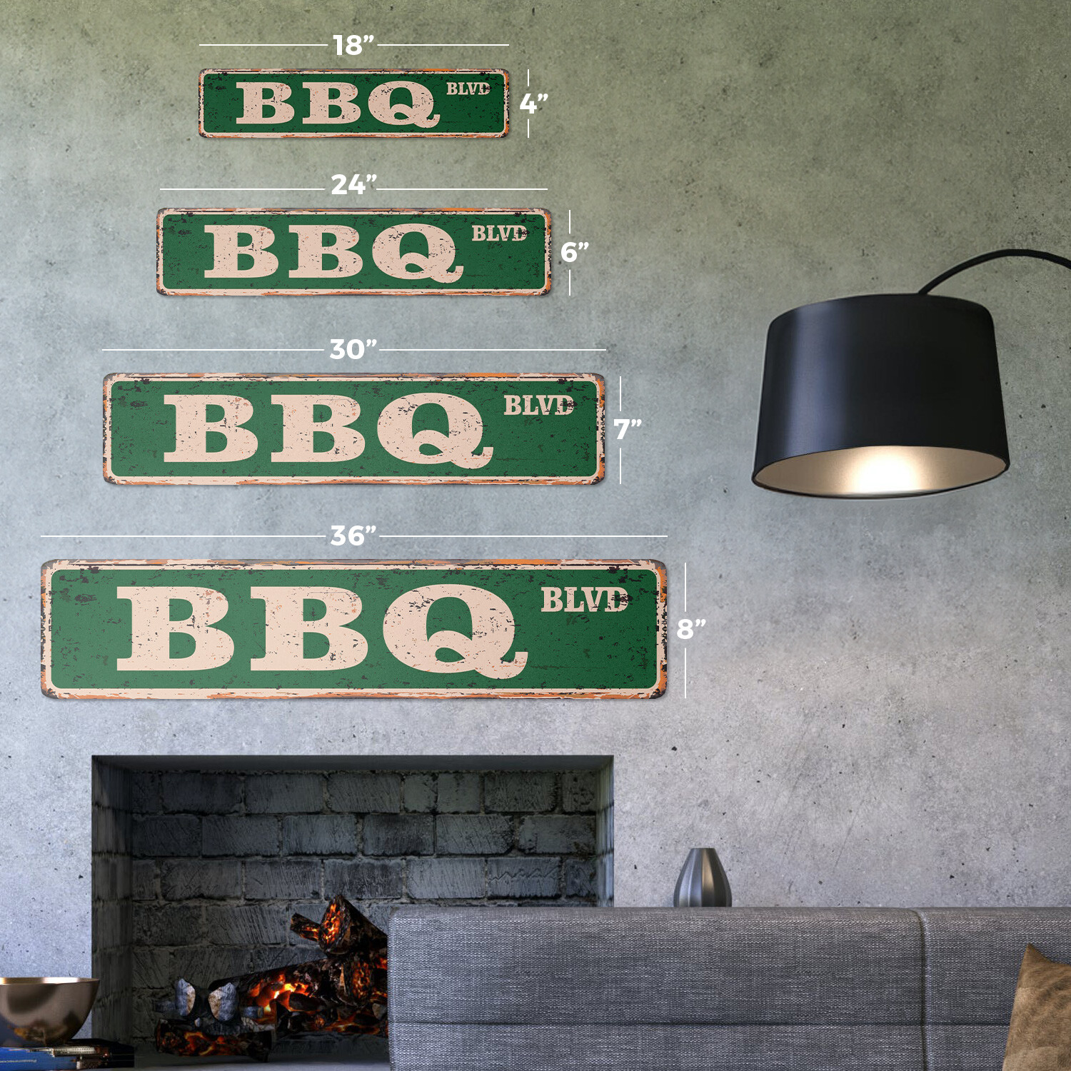 BBQ Vintage Street Sign Metal Plastic barbeque lover grill sauce grilling