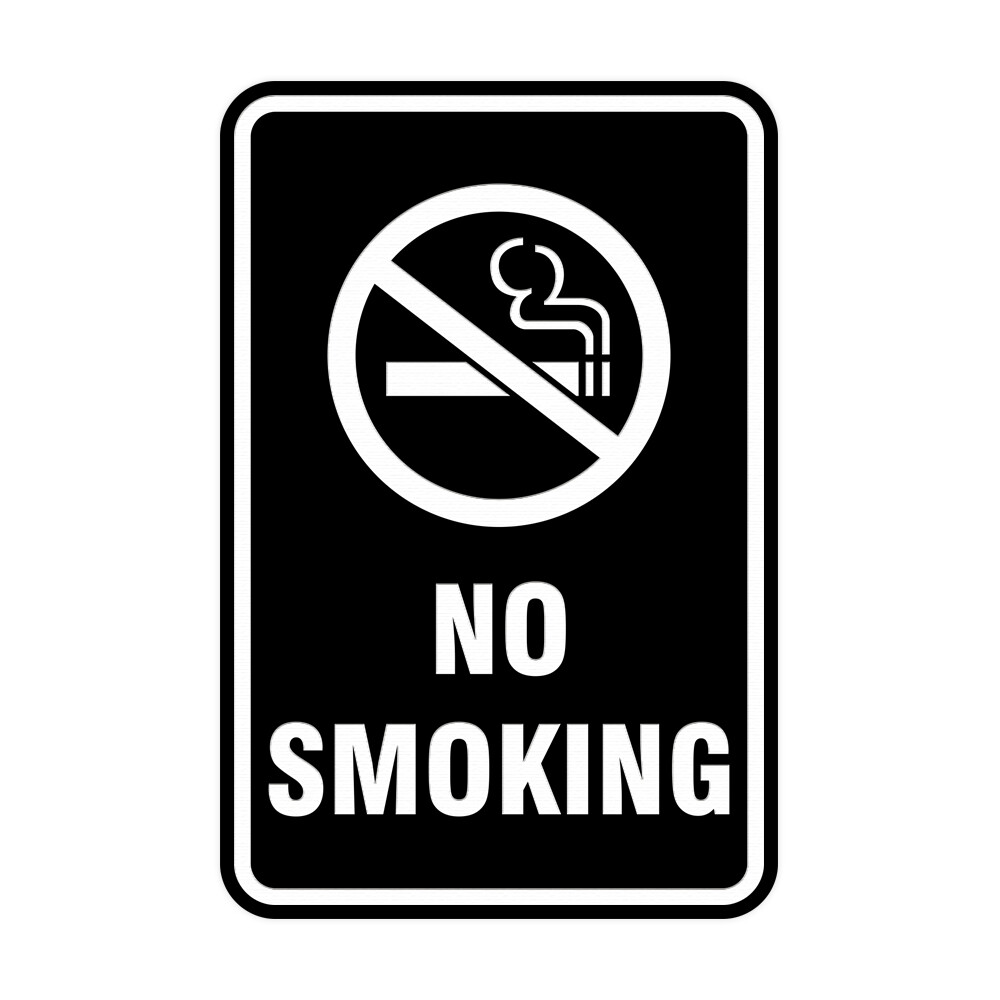 Signs ByLITA Portrait Round No Smoking Sign (Black) – Small 4×6&Prime;