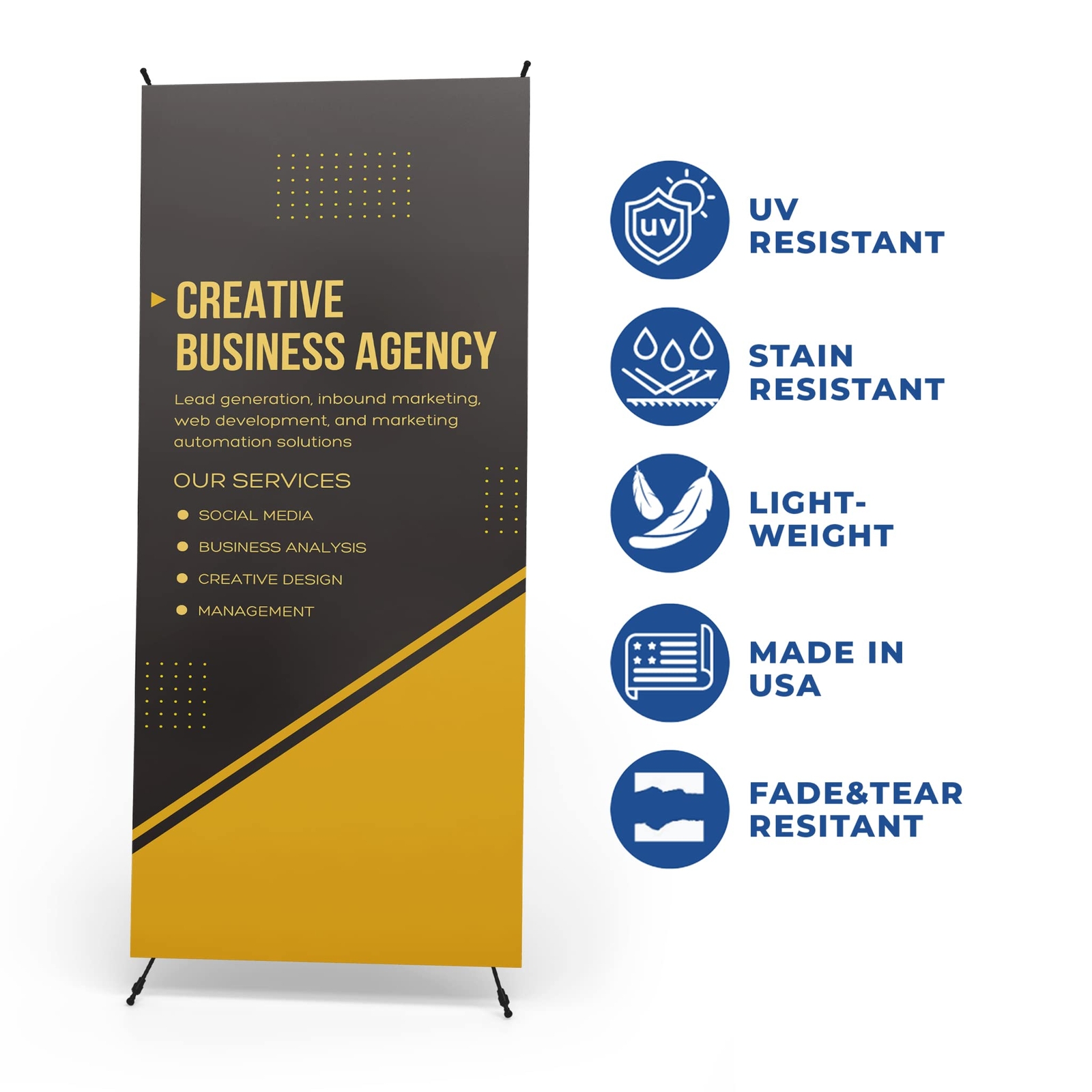Banner w/ X Stand for Advertising, Stores, Trade Show, Events and Party 30&Prime; X 65
