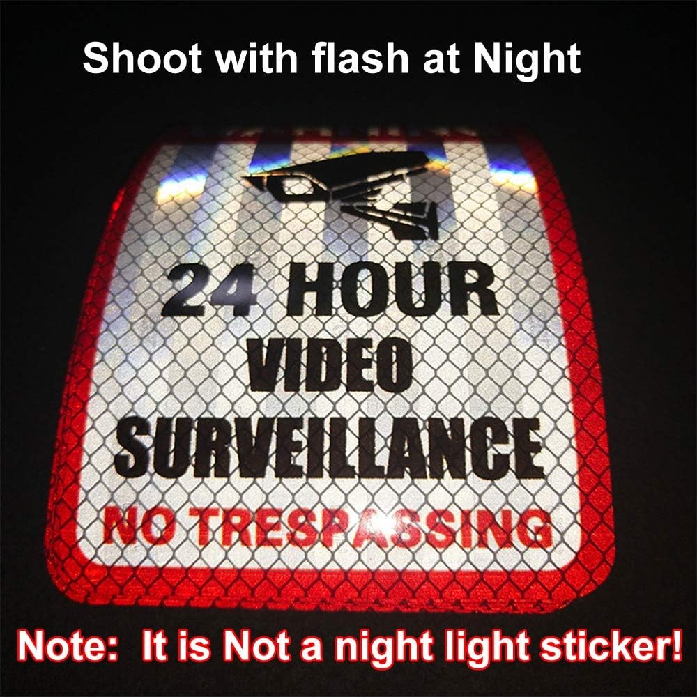 5 Pack Video Surveillance Sign Reflective Sticker Decal Self Adhesive 5.9&Prime; x 4&Prime;,