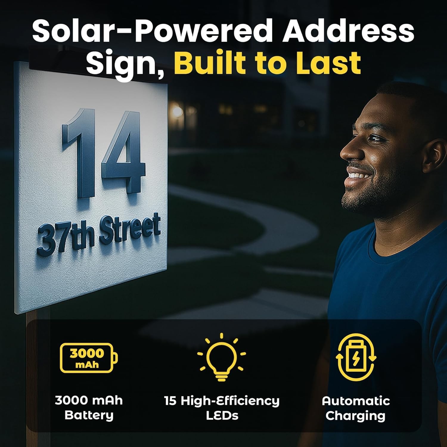 Solar Sign lights Wireless Real Estate Sign Post Solar Address Lights BLK 2 PACK