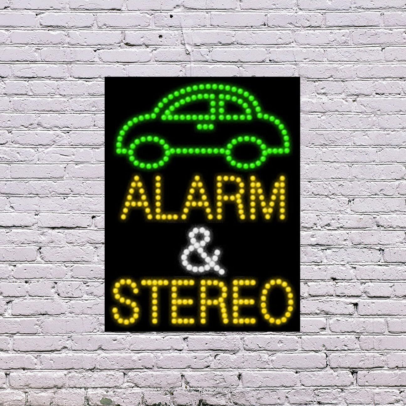 LED Alarm & Stereo Sign | Light Up Sign | 26&Prime;H x 20&Prime;W x 2&Prime;D