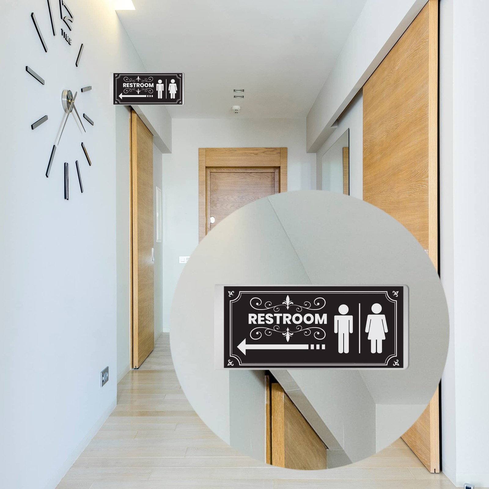 Double Sided Aluminum Restroom Signs 2 Pack Metal Bathroom 12×5.5 Inch Screws