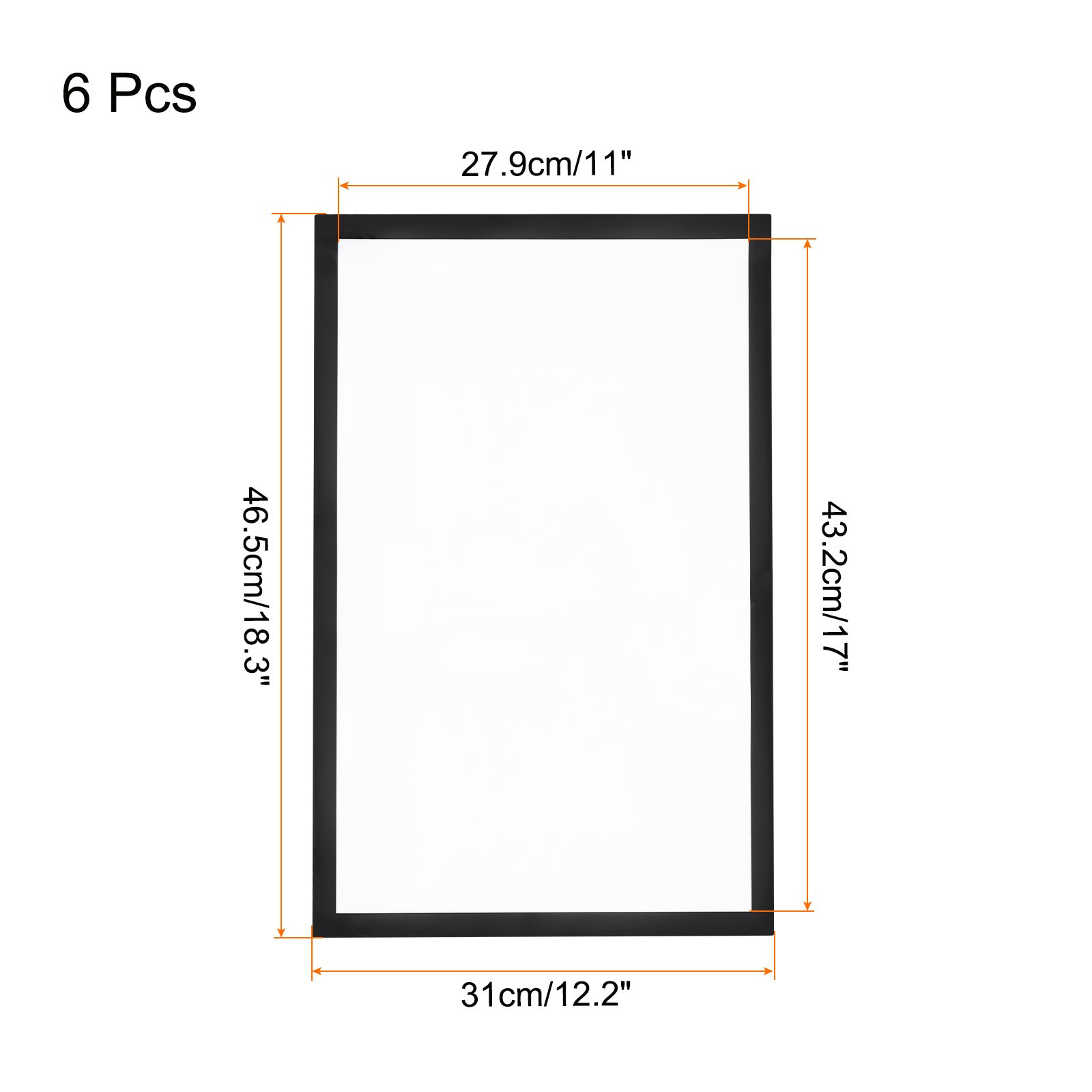 6pcs Self Adhesive Magnetic Wall Sign Holder, 11&Prime;x17&Prime; Frame Display,Black