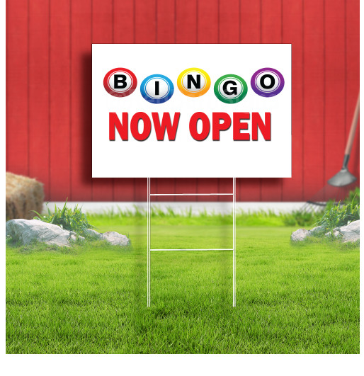 Bingo Now Open Coroplast Sign Plastic Indoor Outdoor Yard Sign