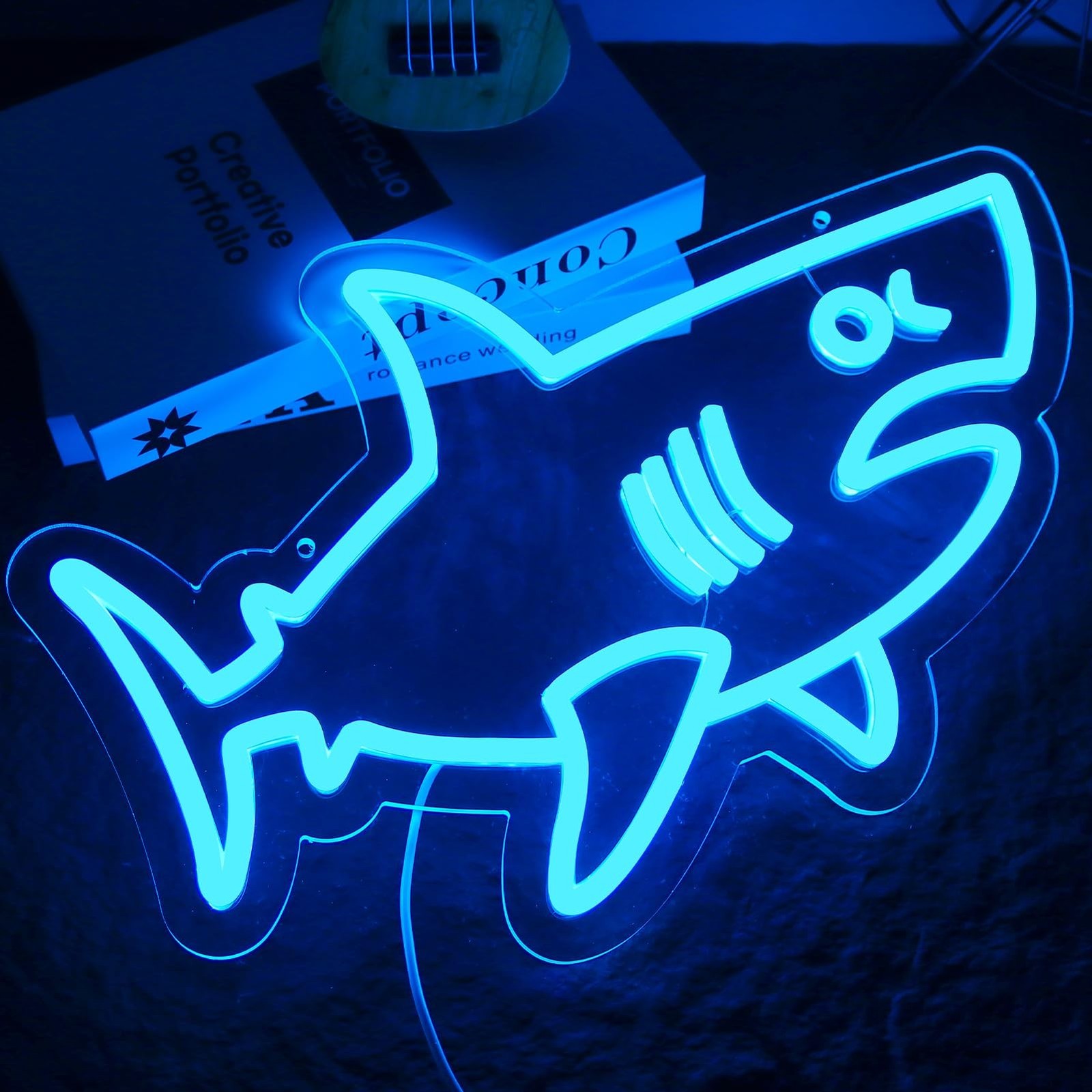Balanar Shark Neon Signs for Wall Decor,Dimmable USB Powered LED Shark Light …