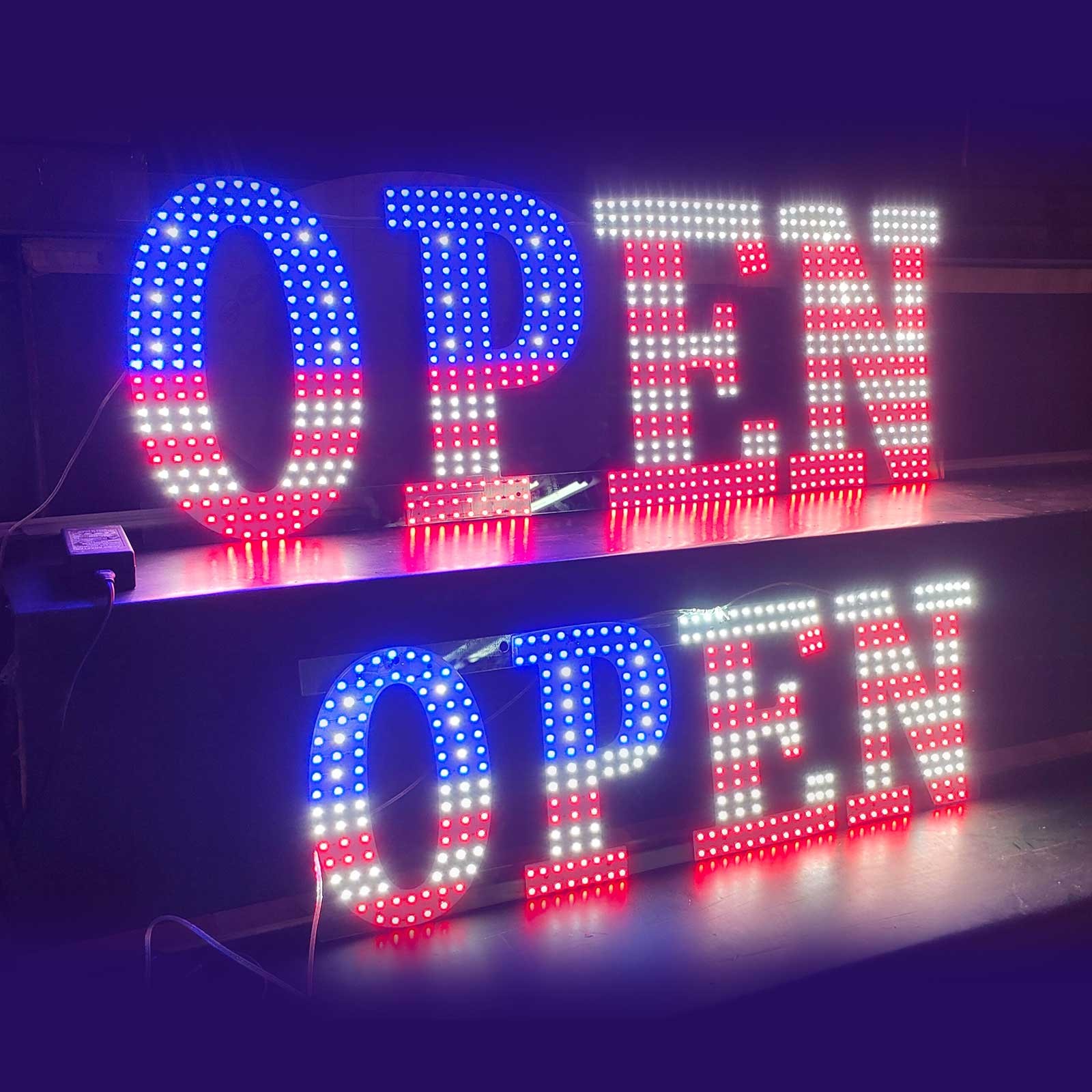 30&Prime;x10&Prime; US Flag LED Open Sign Remote Ultra Bright Light Store Window Wall Plug