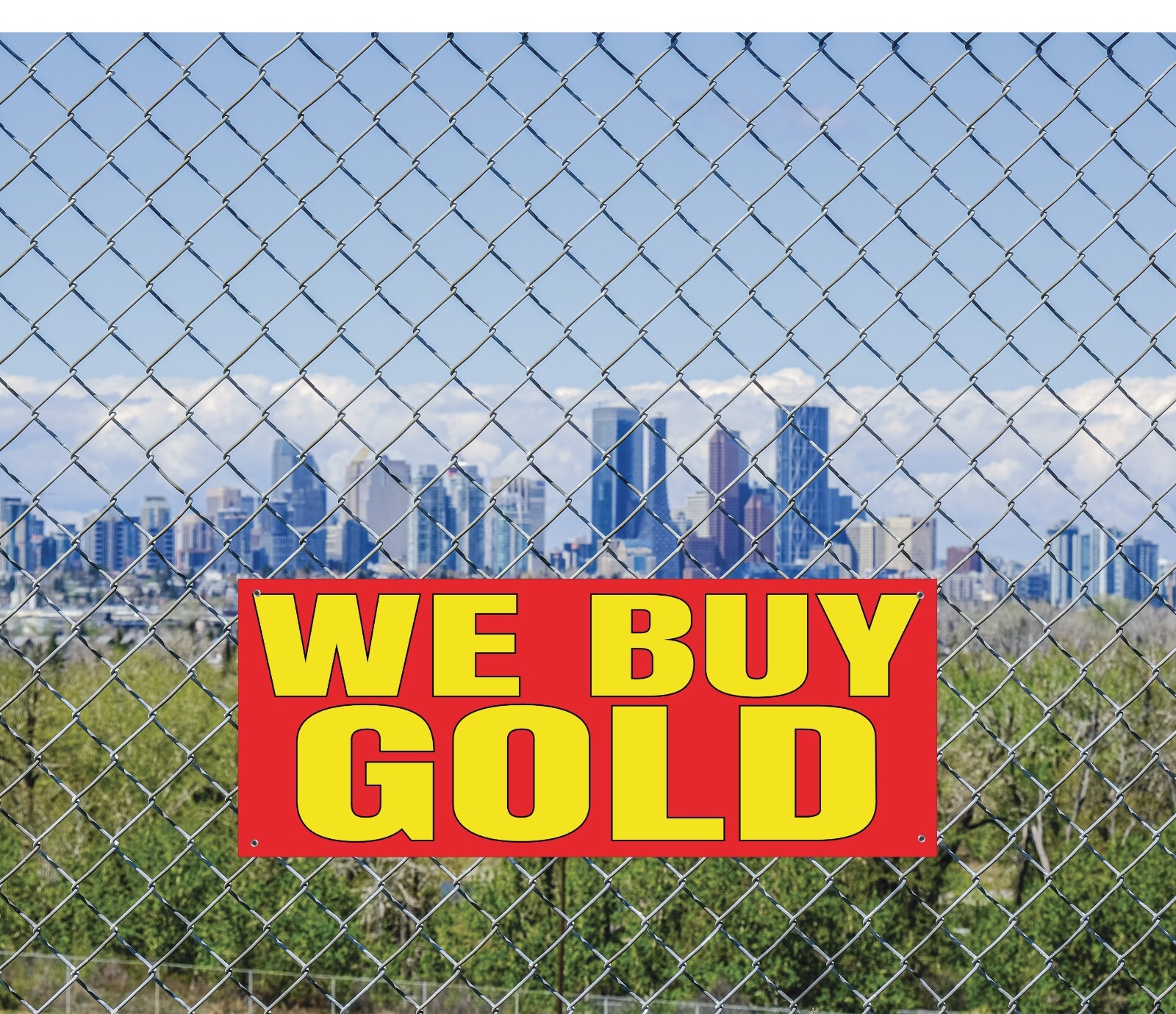 We Buy Gold Banner Sign, Bold Gold Buyer Banner, 48&Prime; x 20&Prime;