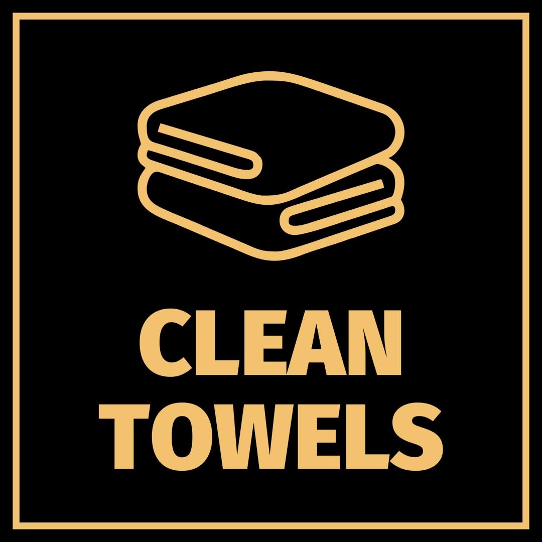 Medium Square Clean Towels Door Wall Sign Public Signage Black Gold Acrylic