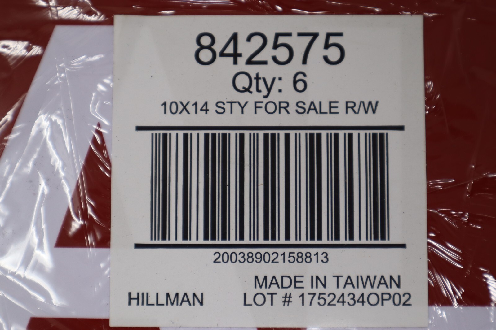 Hillman 10 Inch x 14 Inch Red & White for Sale Signs Pack of 6 English 842575