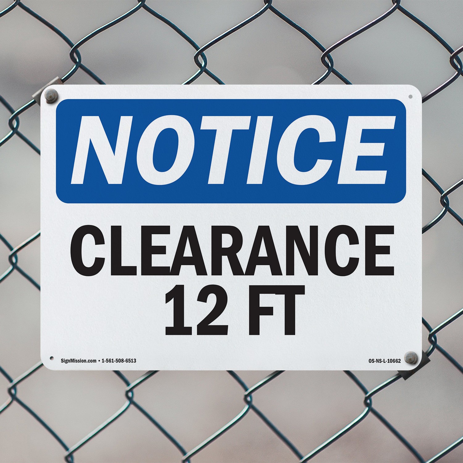 Clearance 12 Ft OSHA Notice Sign Metal, Plastic, Or Decal – 5 or 10 Pack
