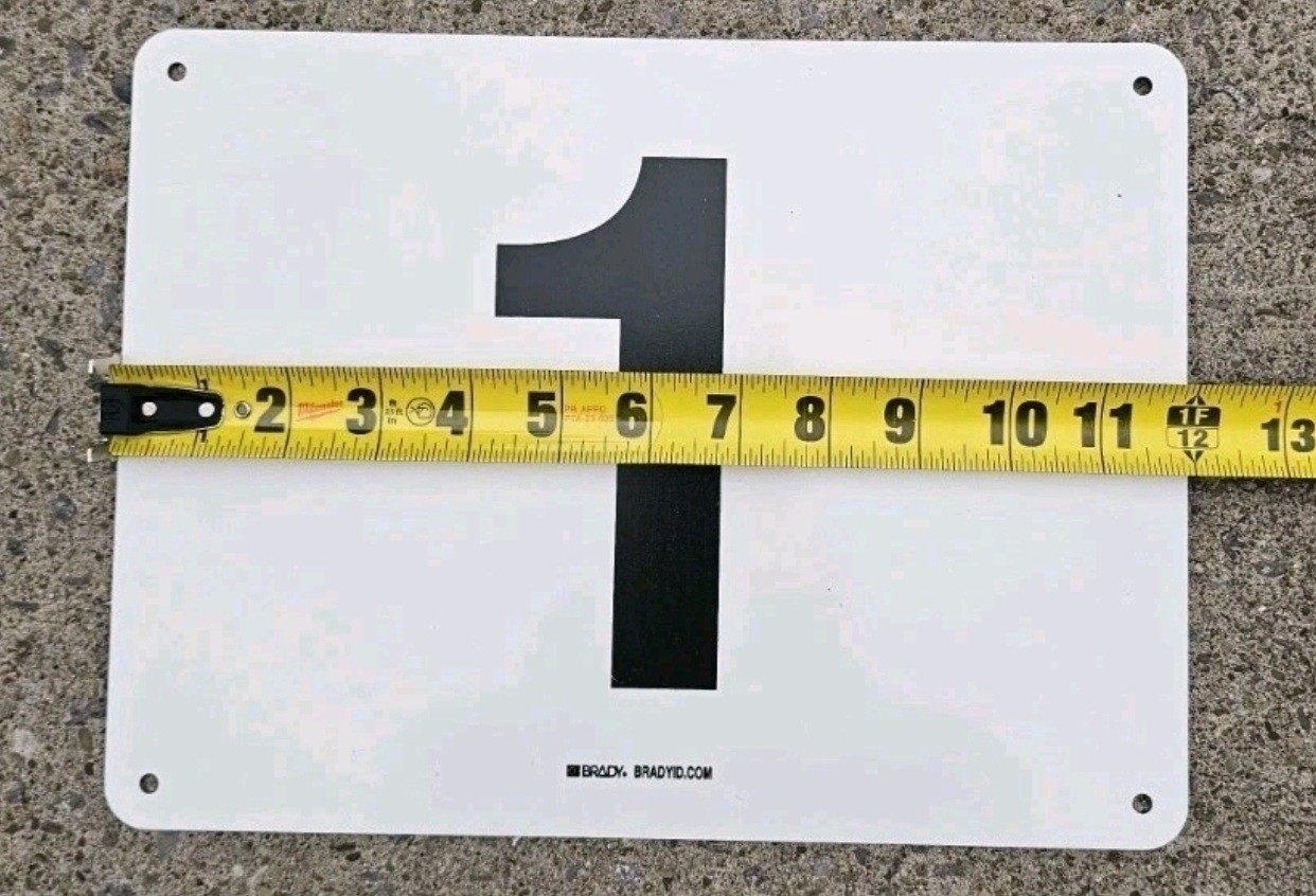 Brady Industrial Number Signs 1–20 Set White Black Warehouse Safety Plates Park