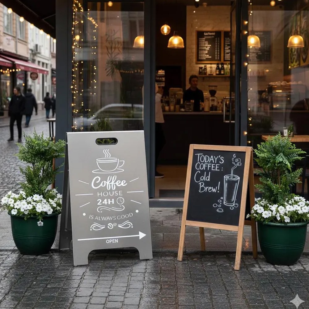 Metal A-Frame Sidewalk Sign Frame Sign Pavement Sign for Cafes Barbershop