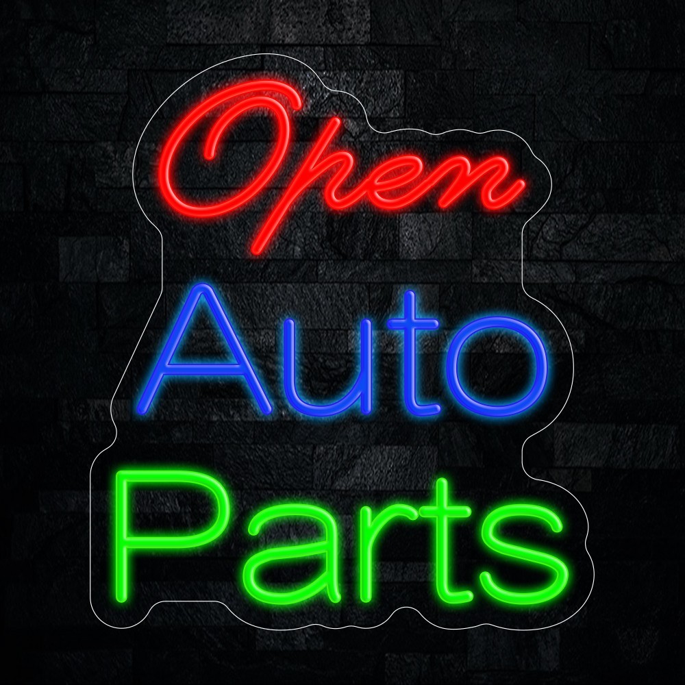 Auto Parts OPEN LED Neon Sign 14&Prime;L x 16&Prime;H #25174